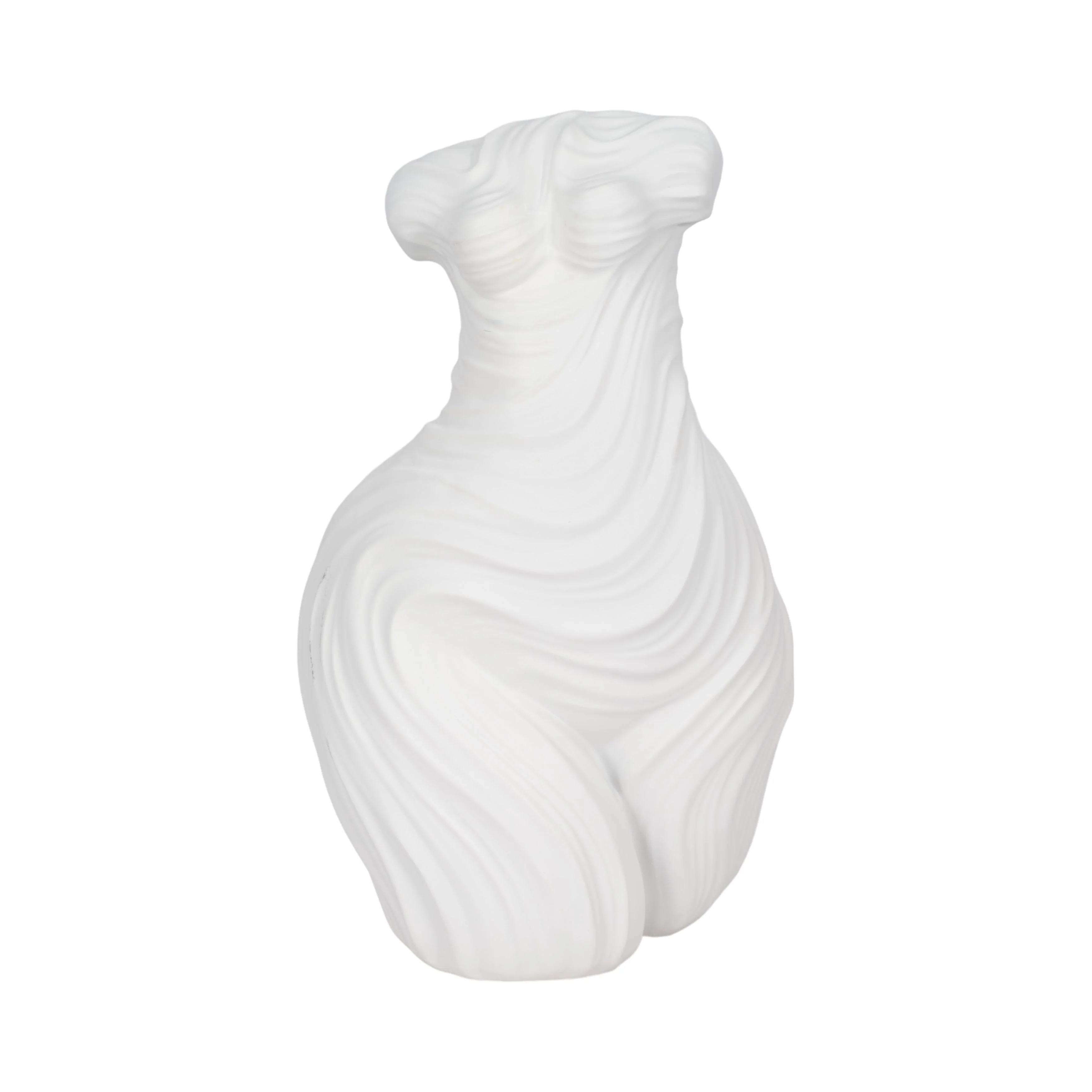 16" Curvy Ribbed Sculpture, White - Image 2