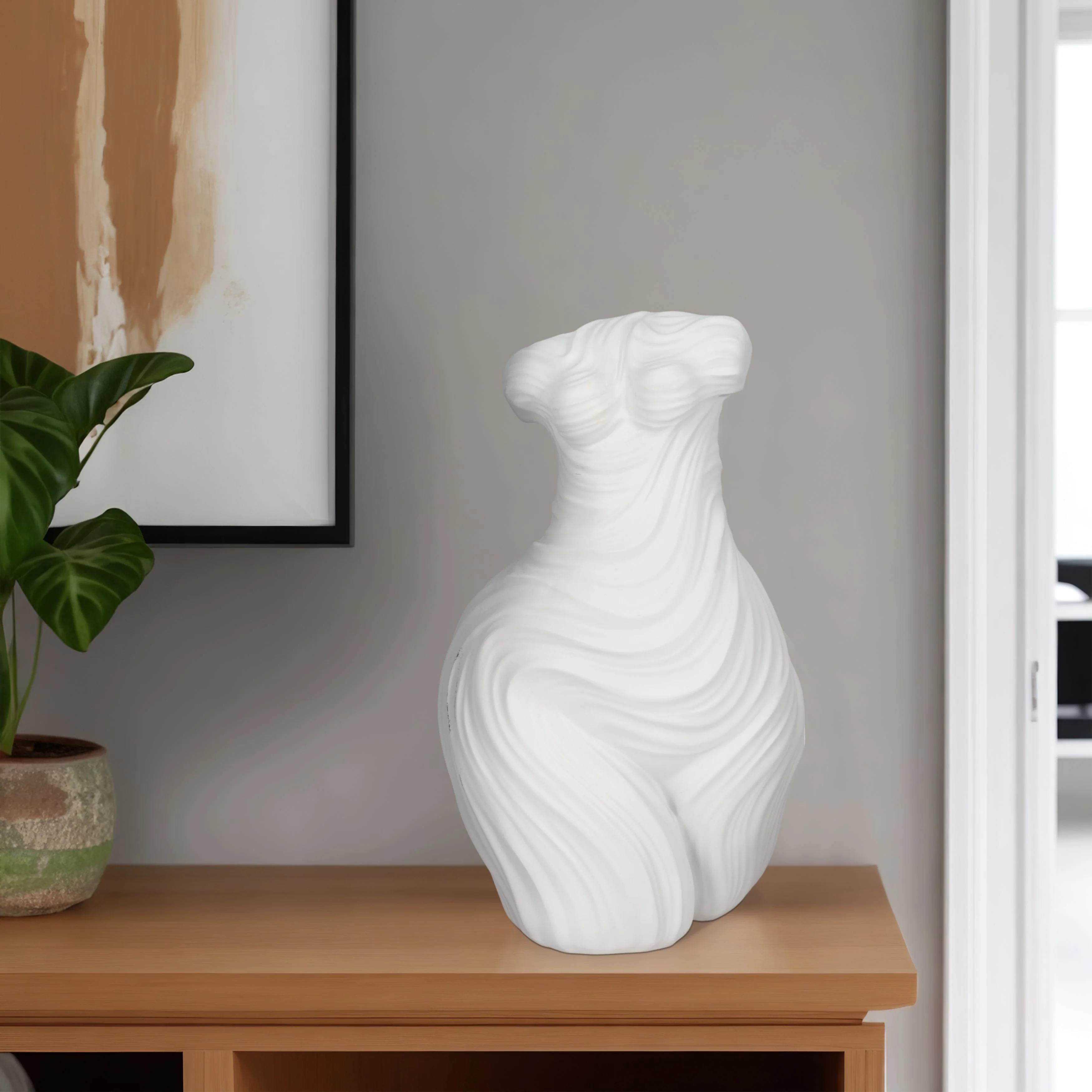 16" Curvy Ribbed Sculpture, White - Image 20