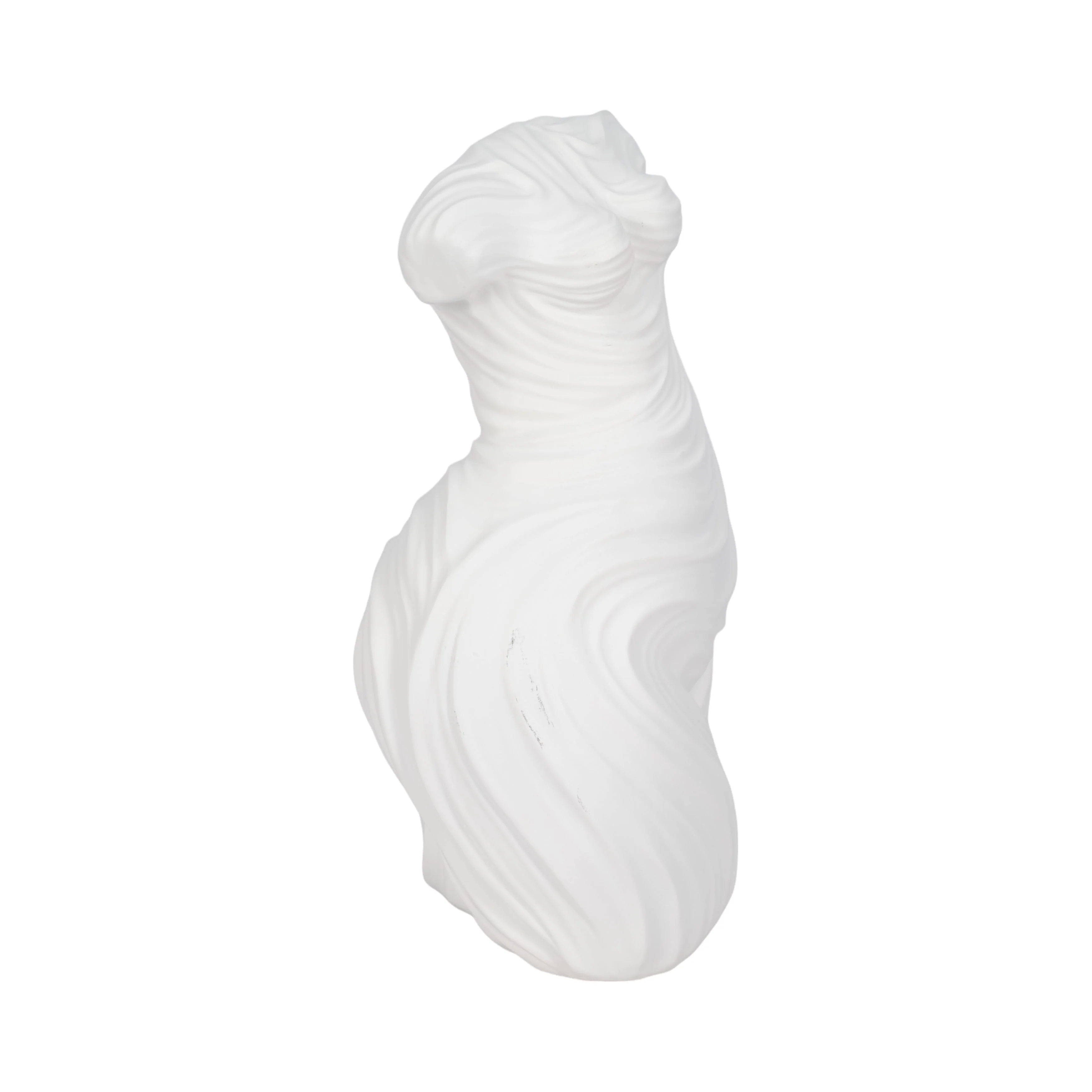 16" Curvy Ribbed Sculpture, White - Image 3