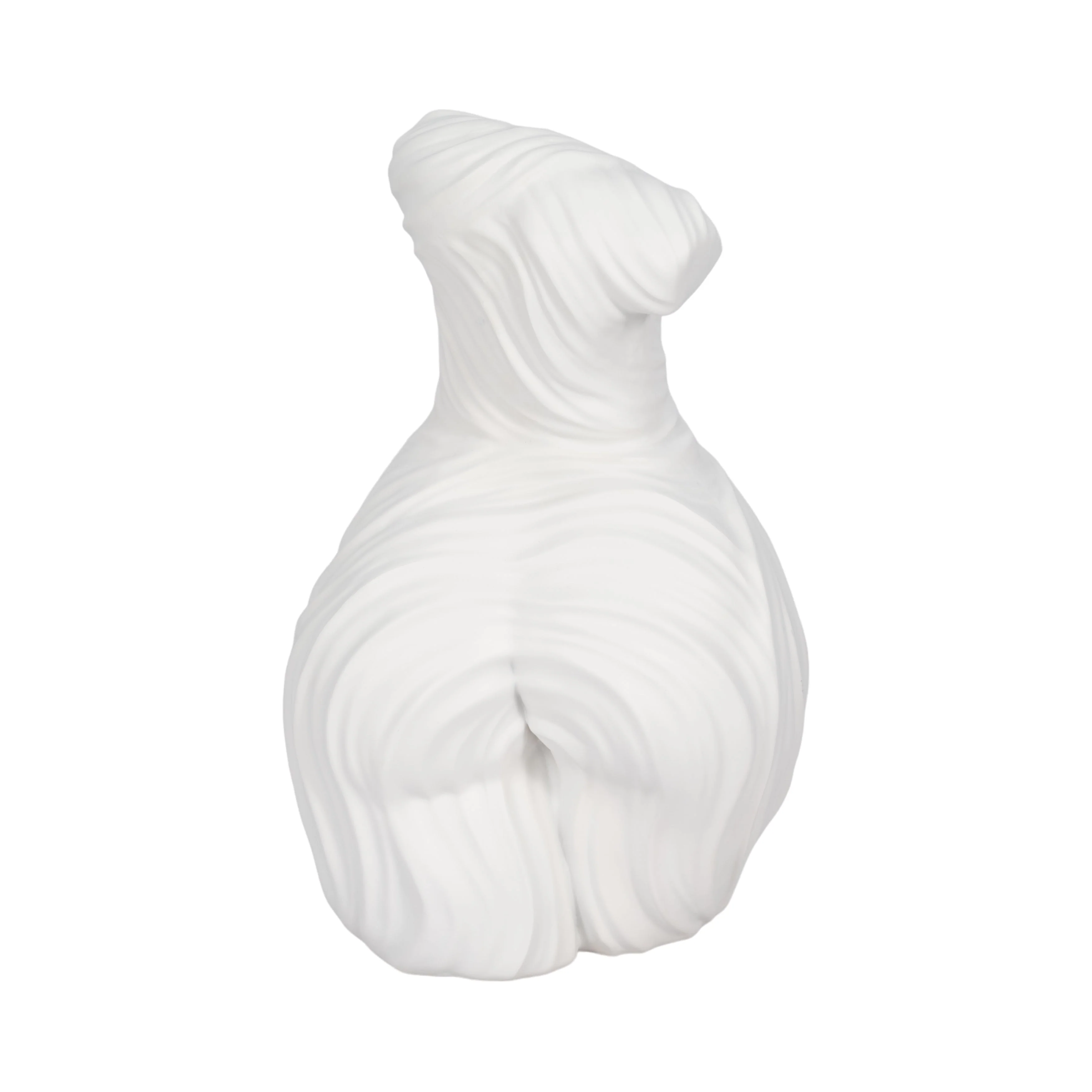 16" Curvy Ribbed Sculpture, White - Image 4