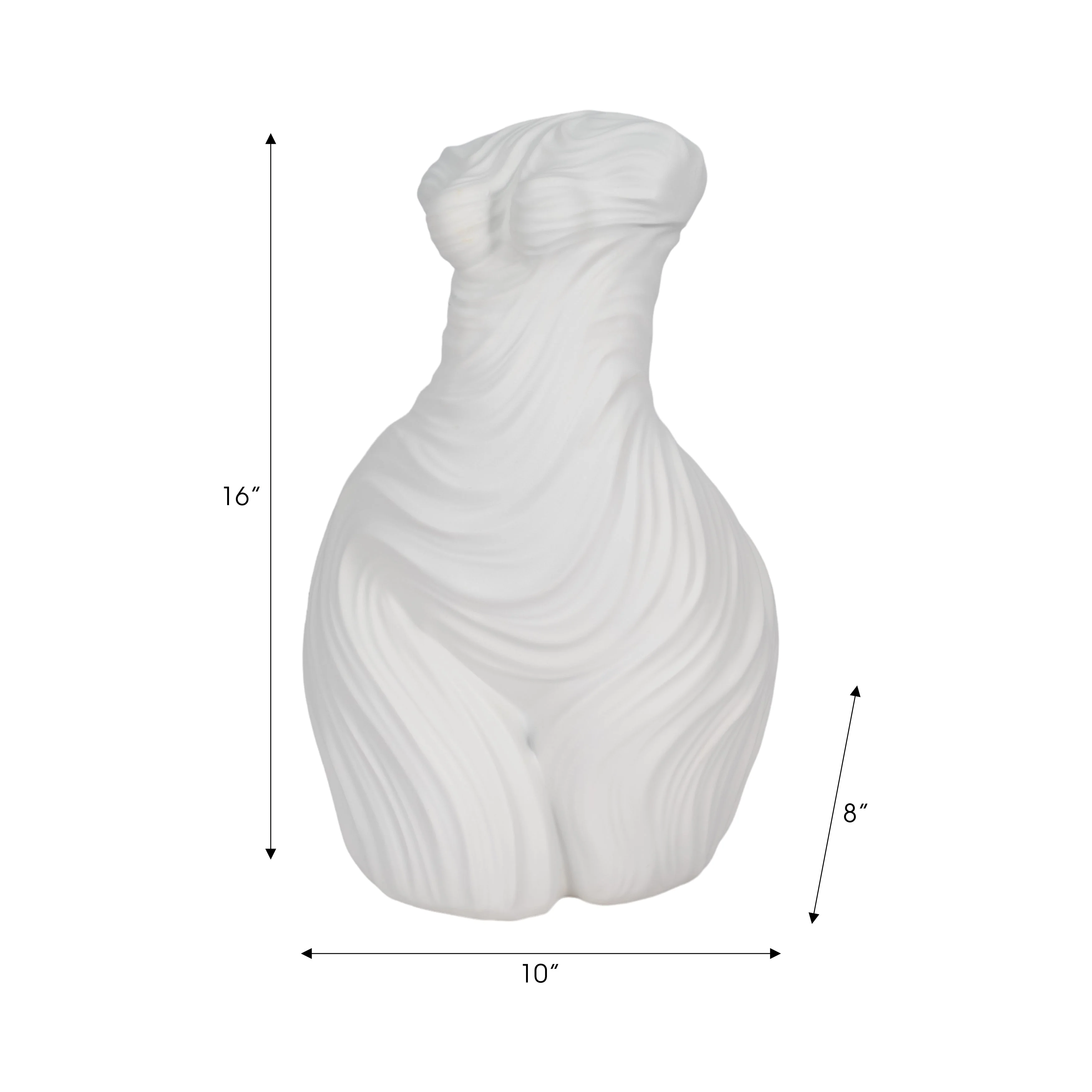 16" Curvy Ribbed Sculpture, White - Image 9