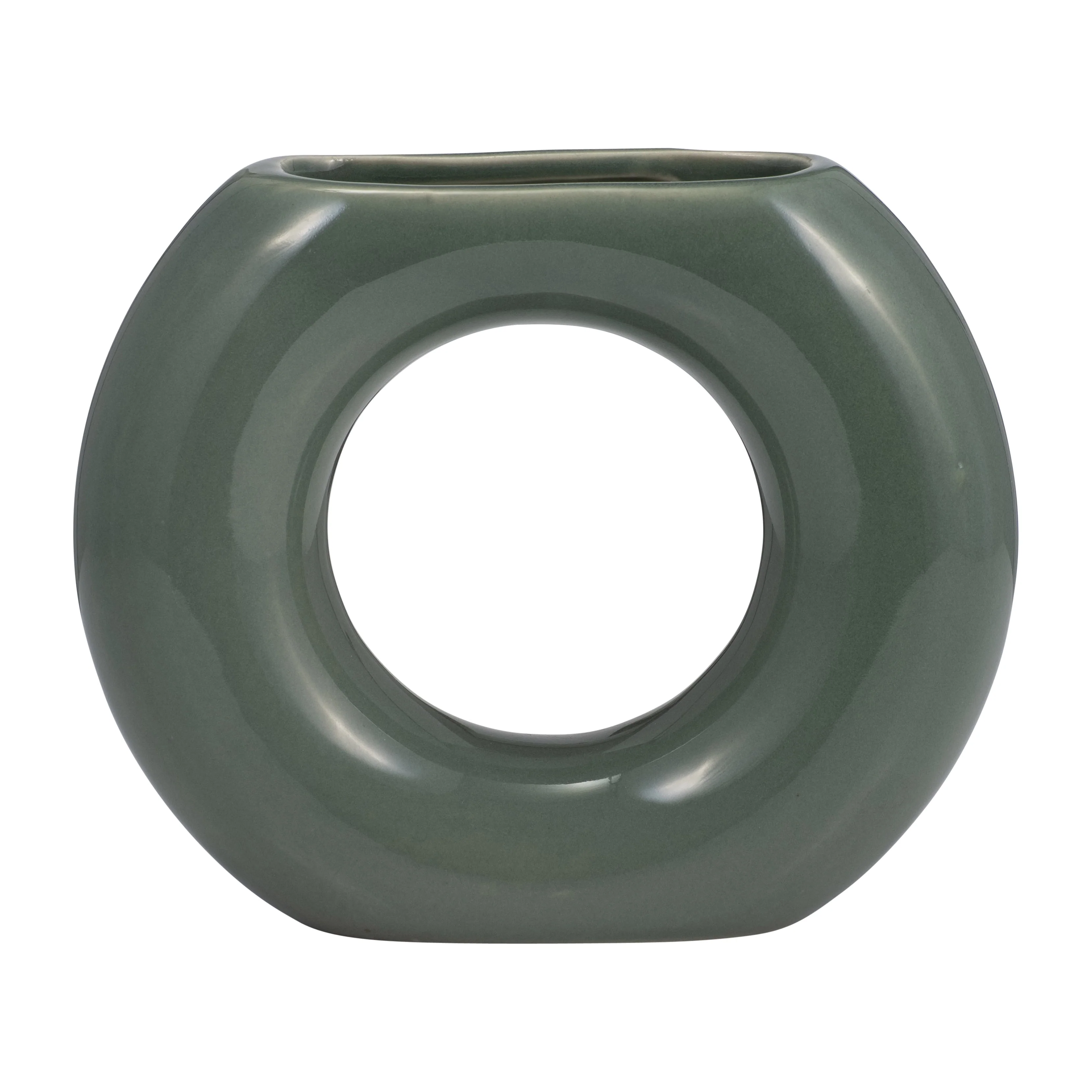 17058-04 CER, 5" X-PLANTER W/ SAUCER, GRAY( Sagebrook Home )