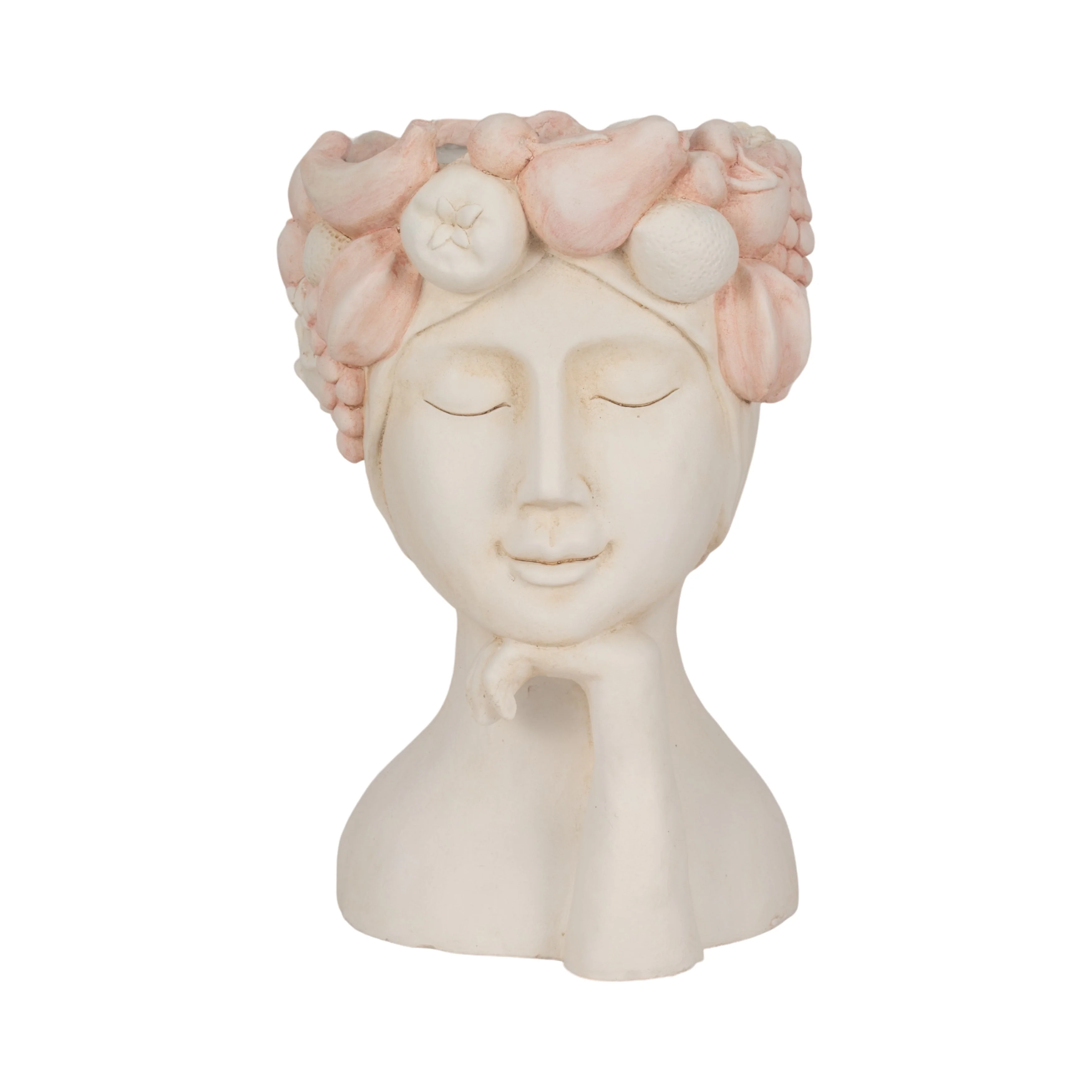 18" Lady With Flower Crown Planter, White/pink - Image 11