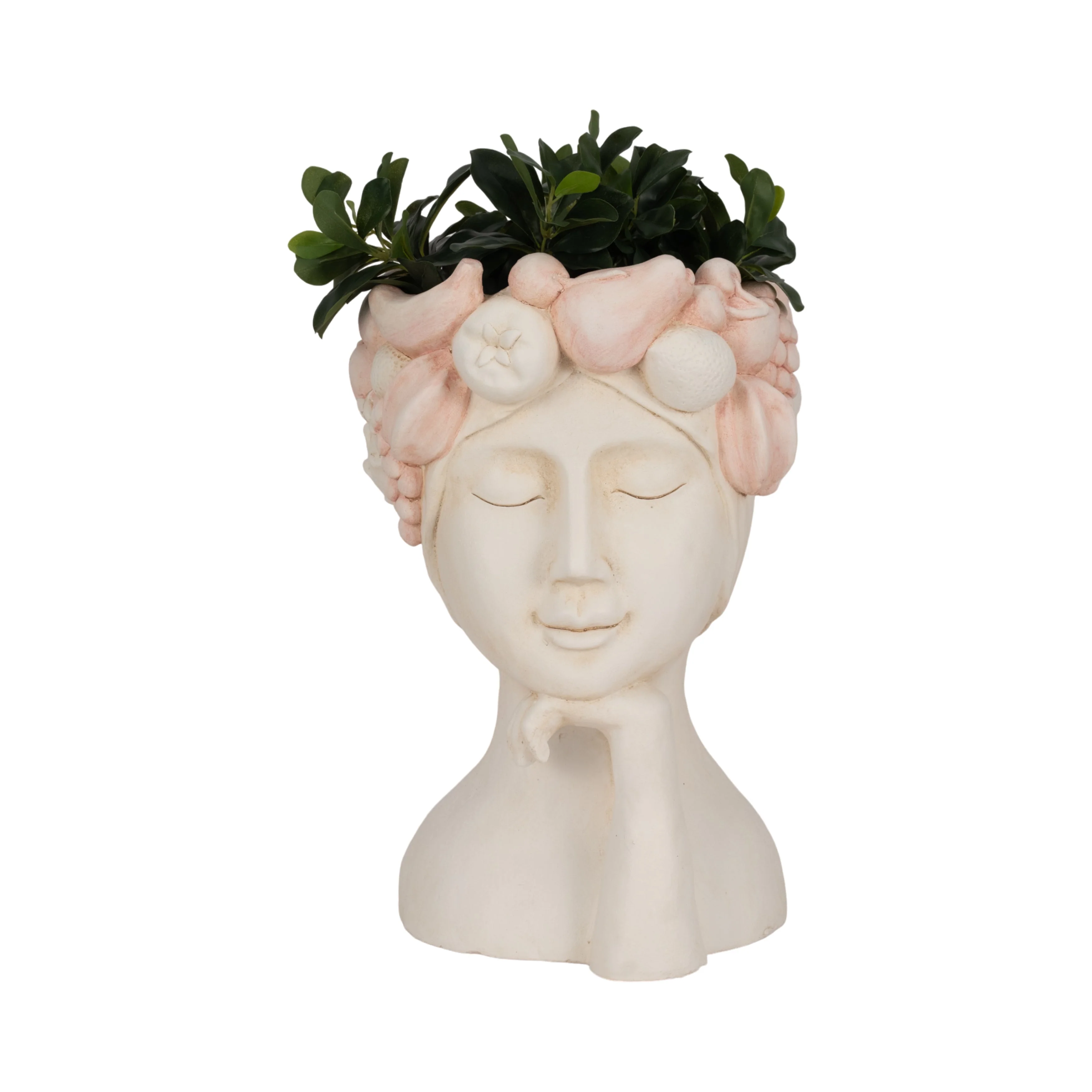 18" Lady With Flower Crown Planter, White/pink - Image 12