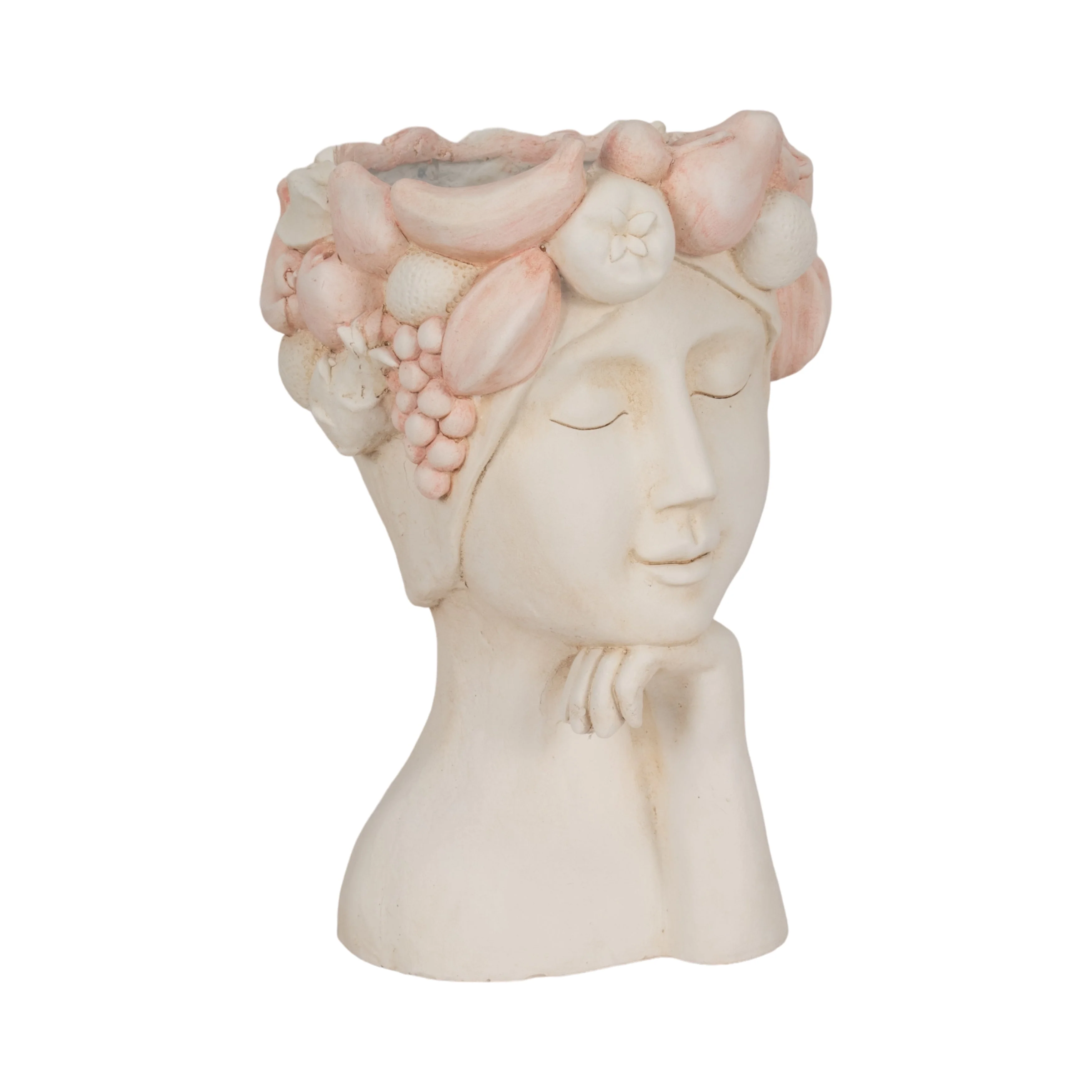 18" Lady With Flower Crown Planter, White/pink - Image 13