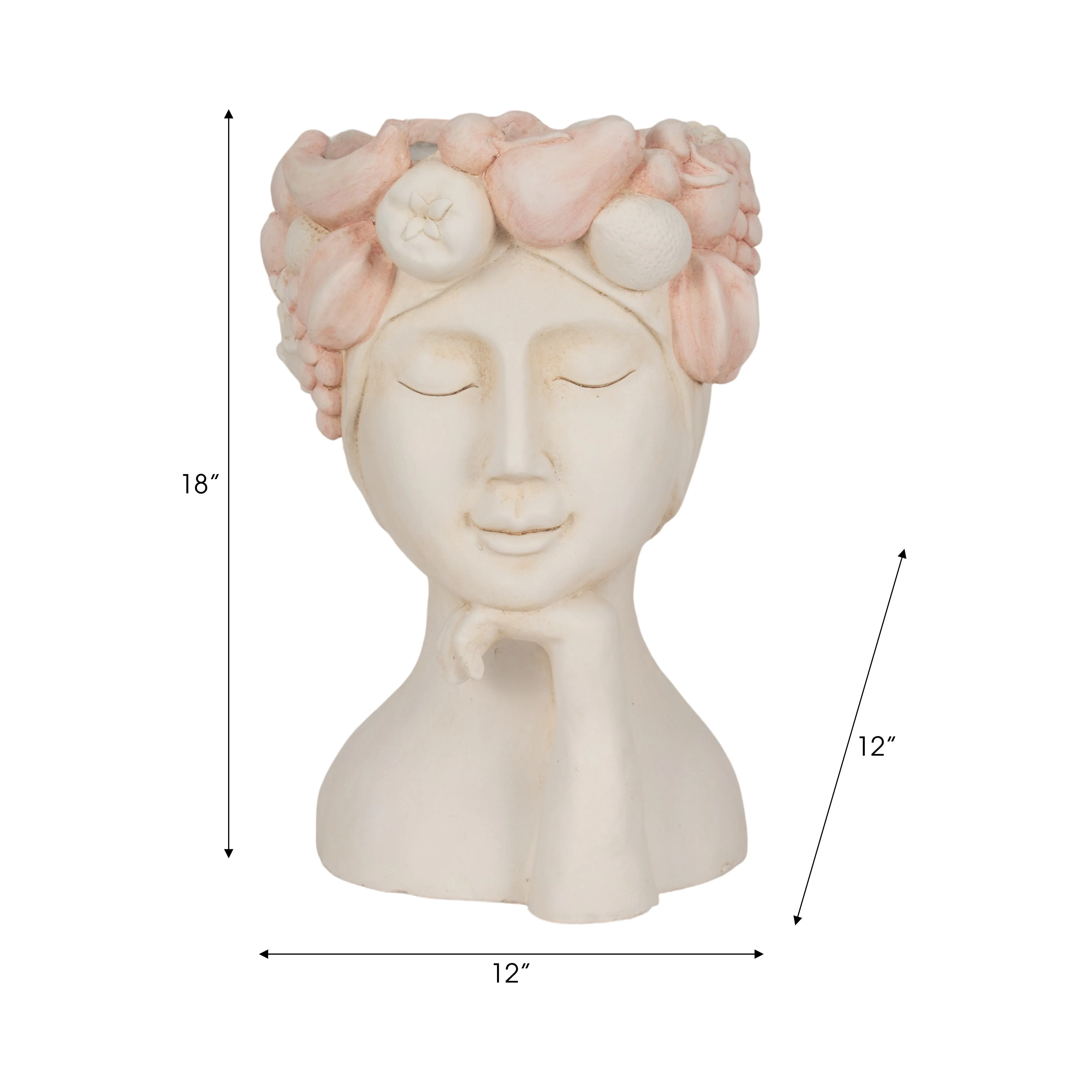 18" Lady With Flower Crown Planter, White/pink - Image 19