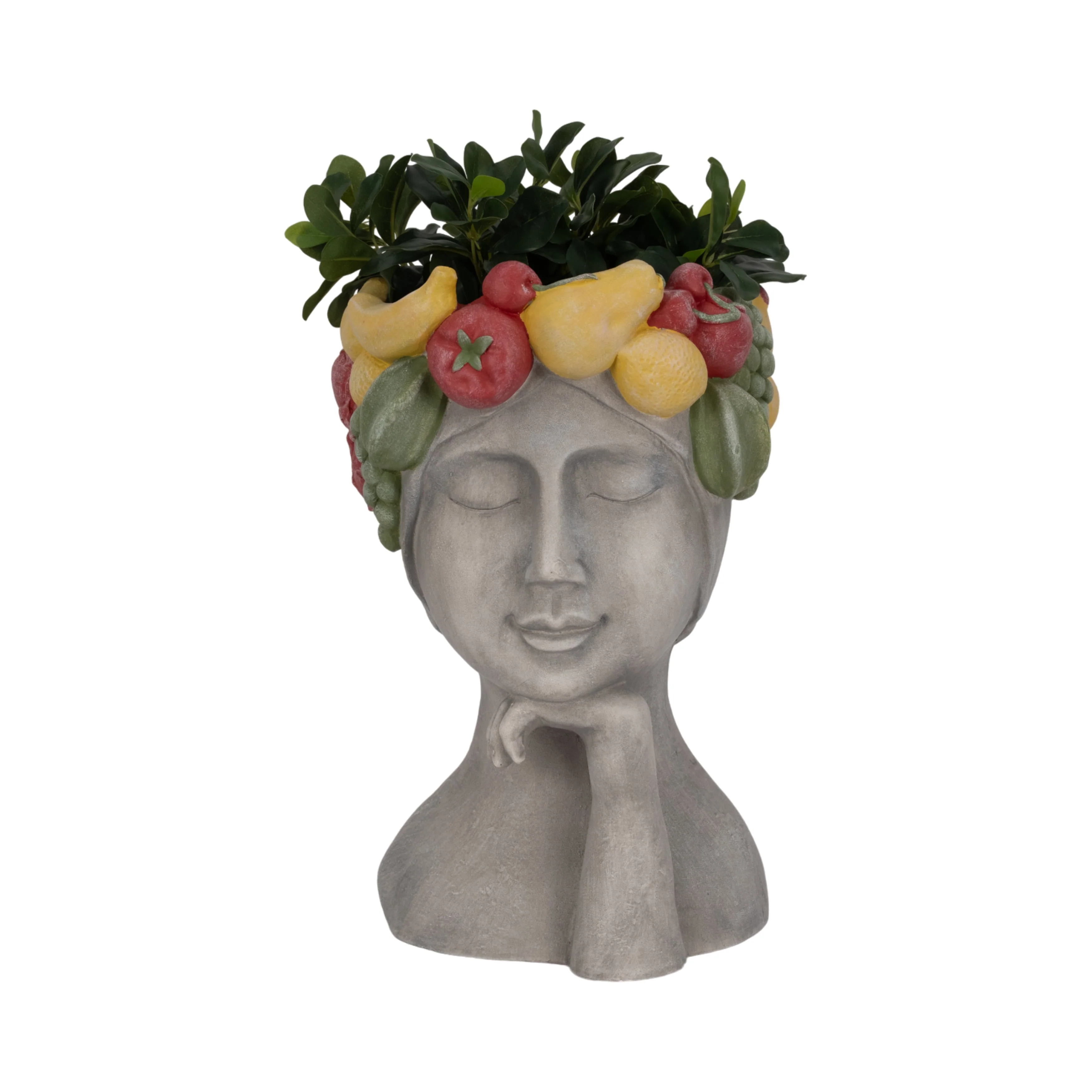 18" Lady With Fruit Planter, Grey/multi - Image 12