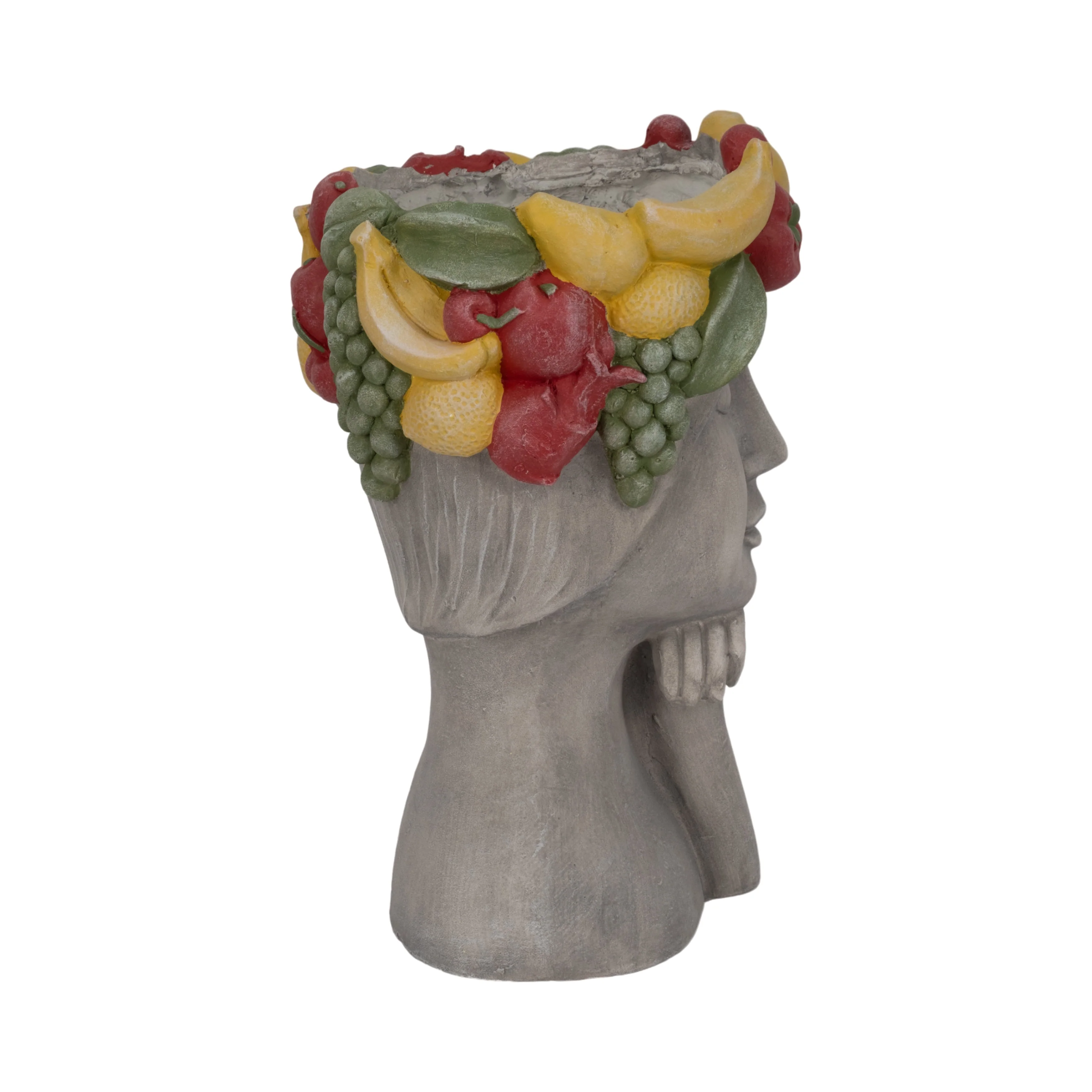 18" Lady With Fruit Planter, Grey/multi - Image 14