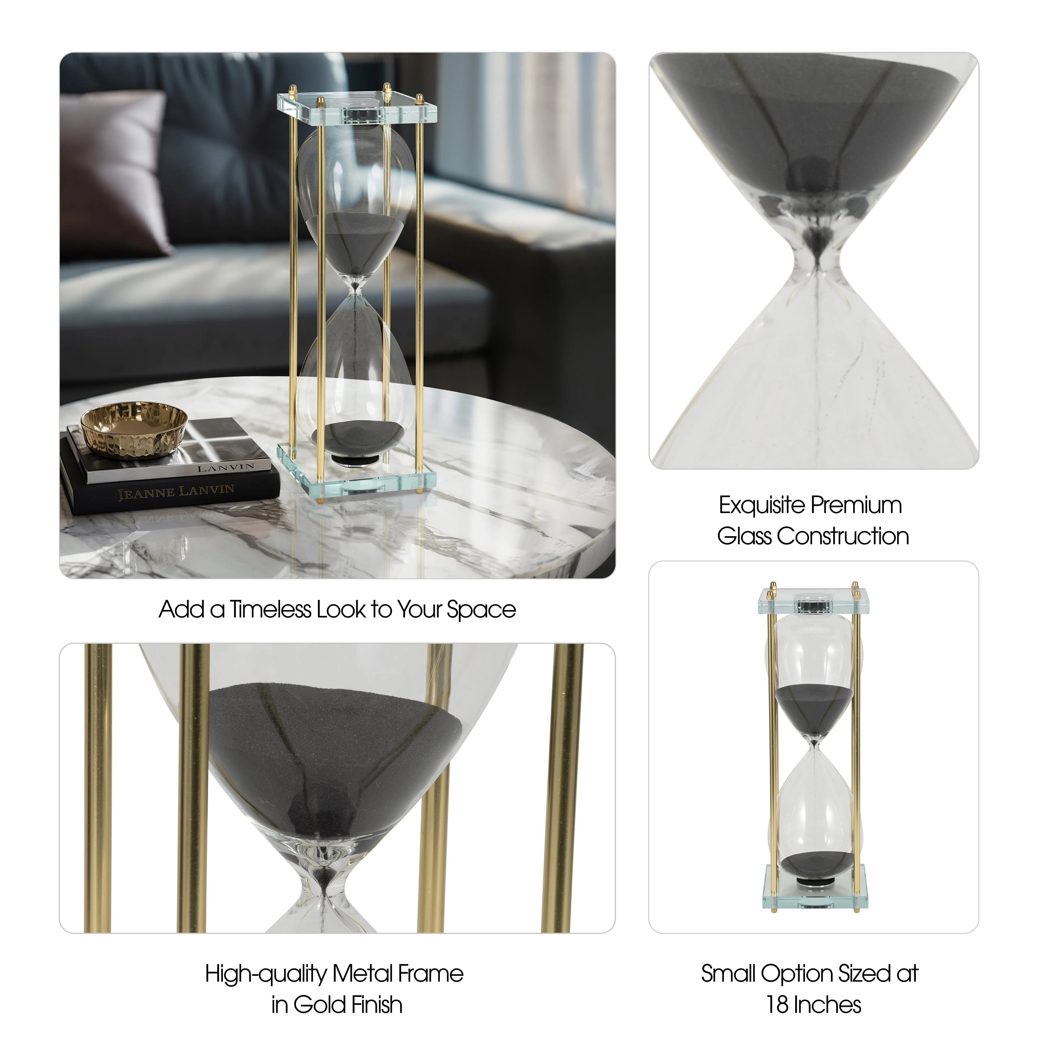 18" Reynolds Small Black & Gold Hourglass - Image 9