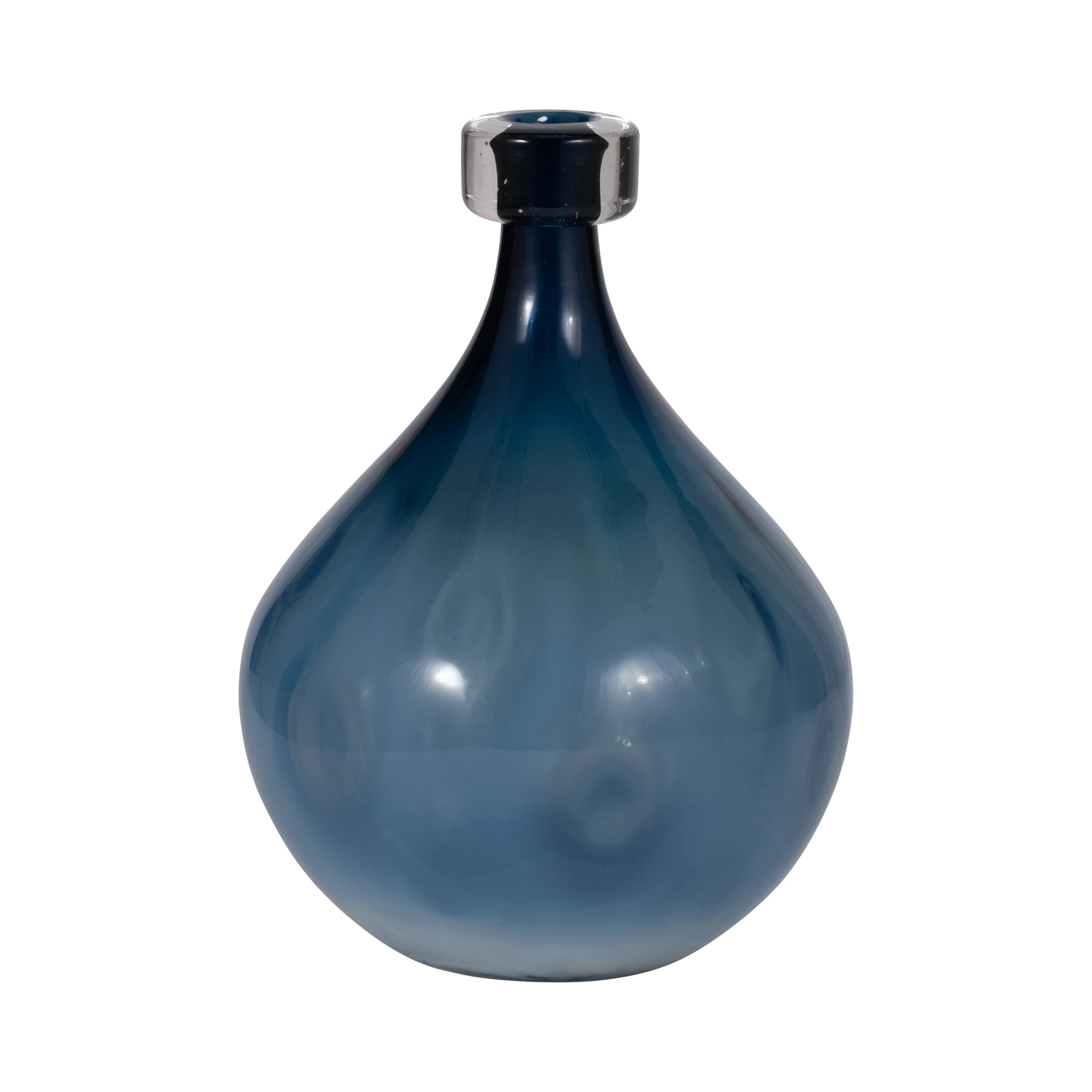 18013-02 GLASS, 10''H, FROSTED VASE WITH RED DETAIL-GRAY( Sagebrook Home )
