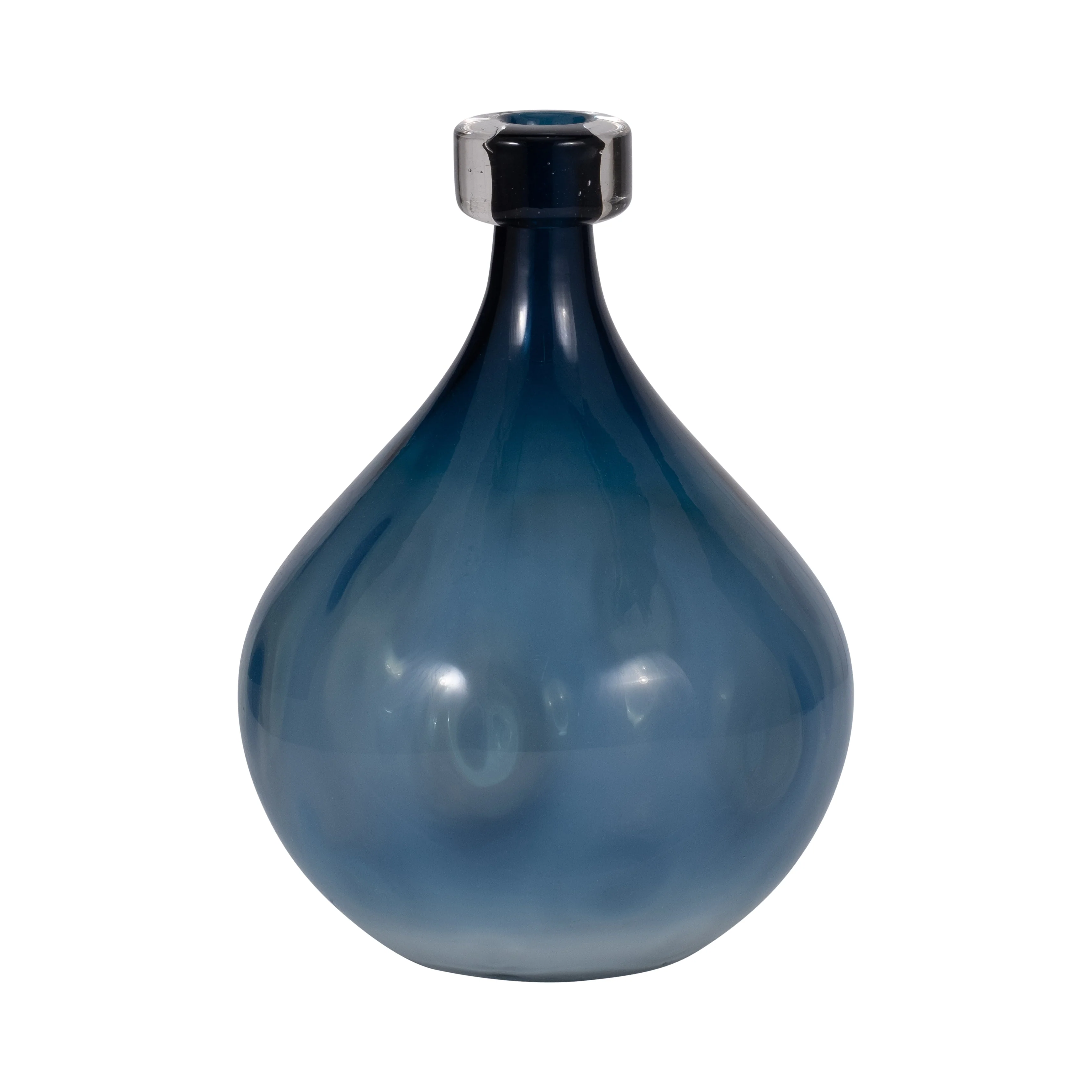 18013-02 GLASS, 10''H, FROSTED VASE WITH RED DETAIL-GRAY( Sagebrook Home ) - Image 3