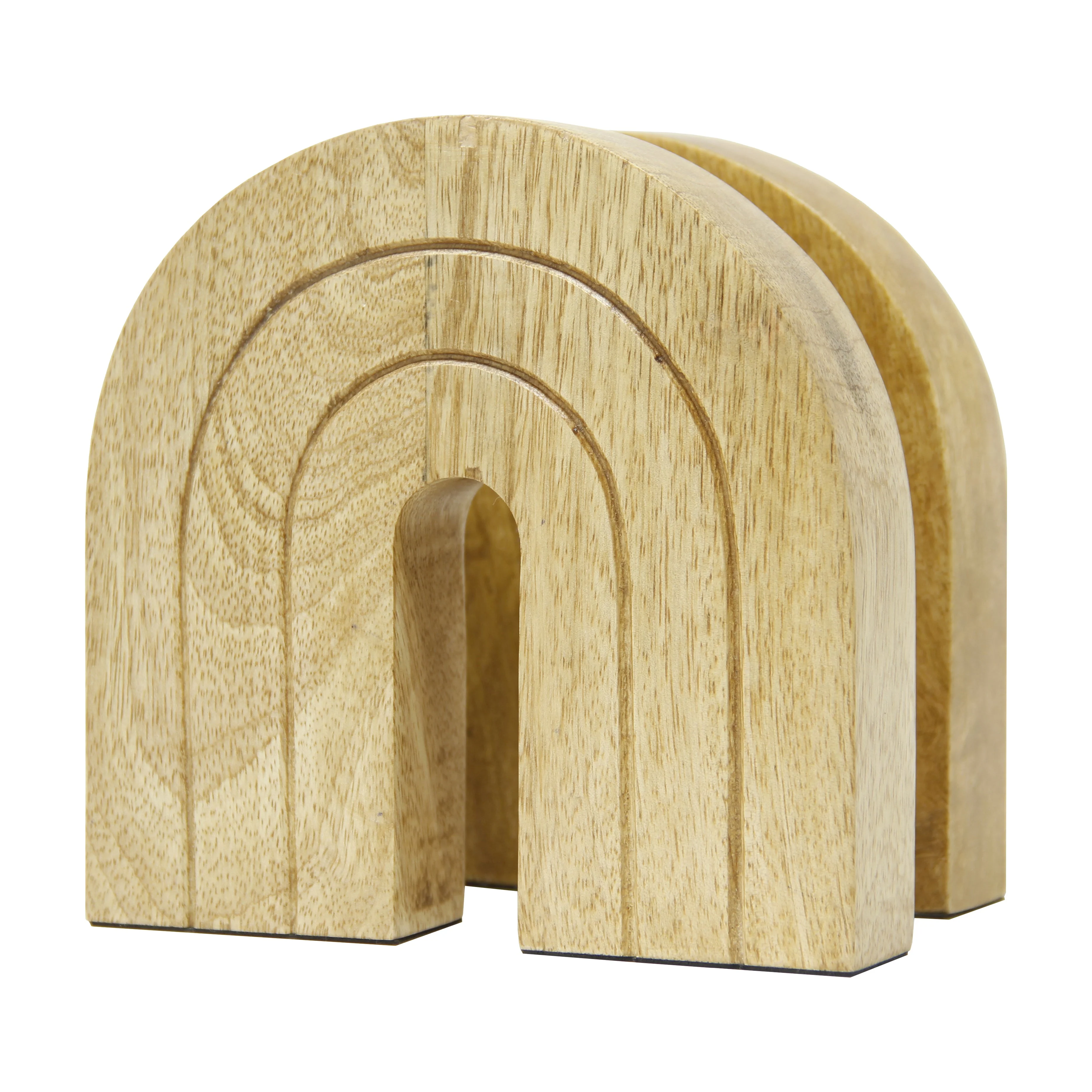 18142 WOOD, S/2 5" CUT OUT SQAURE BOOKEND, NATURAL( Sagebrook Home )