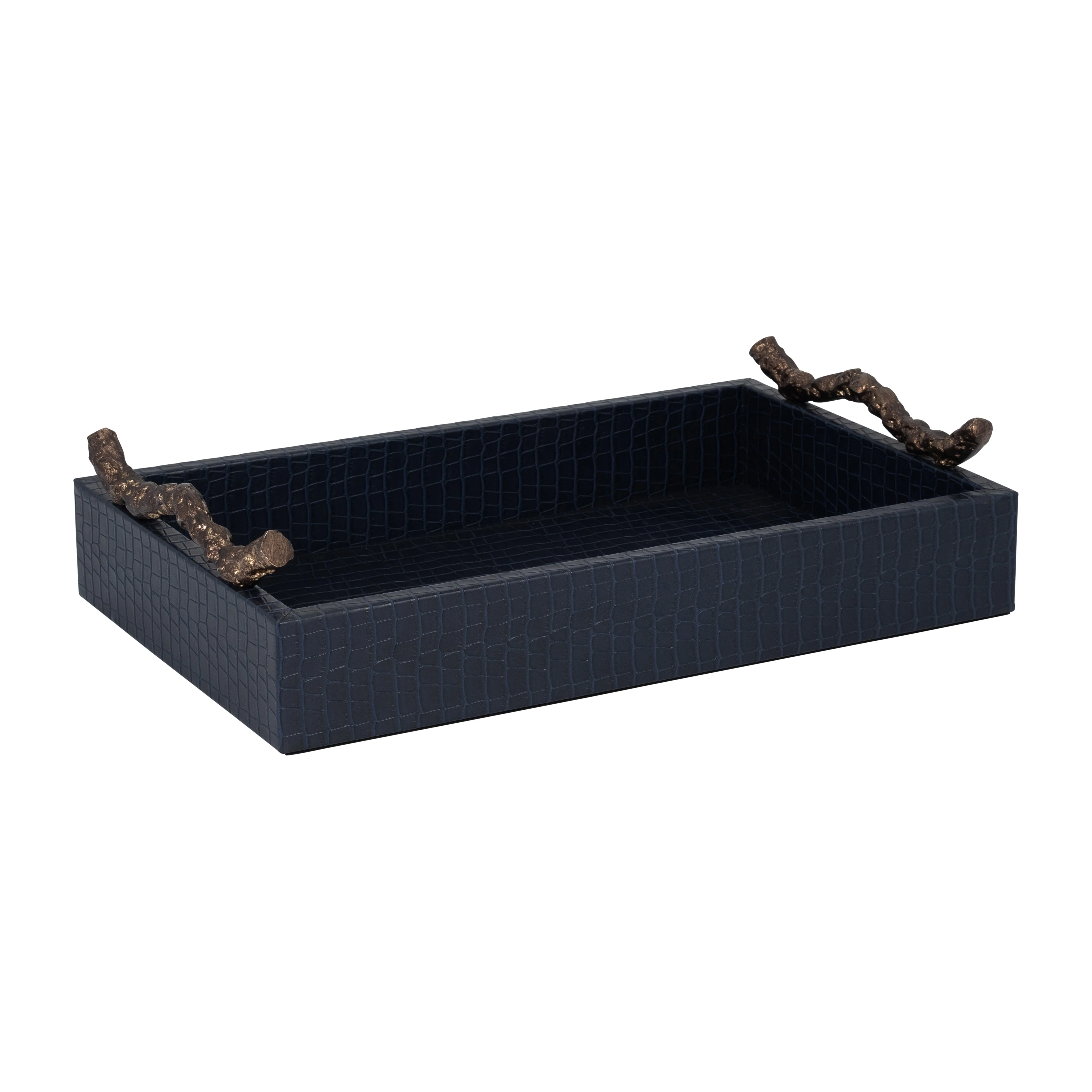 18149 FAUX LEATHER, S/2 16/18" 5TH AVE TRAYS, GREEN/GOLD( Sagebrook Home ) - Image 2