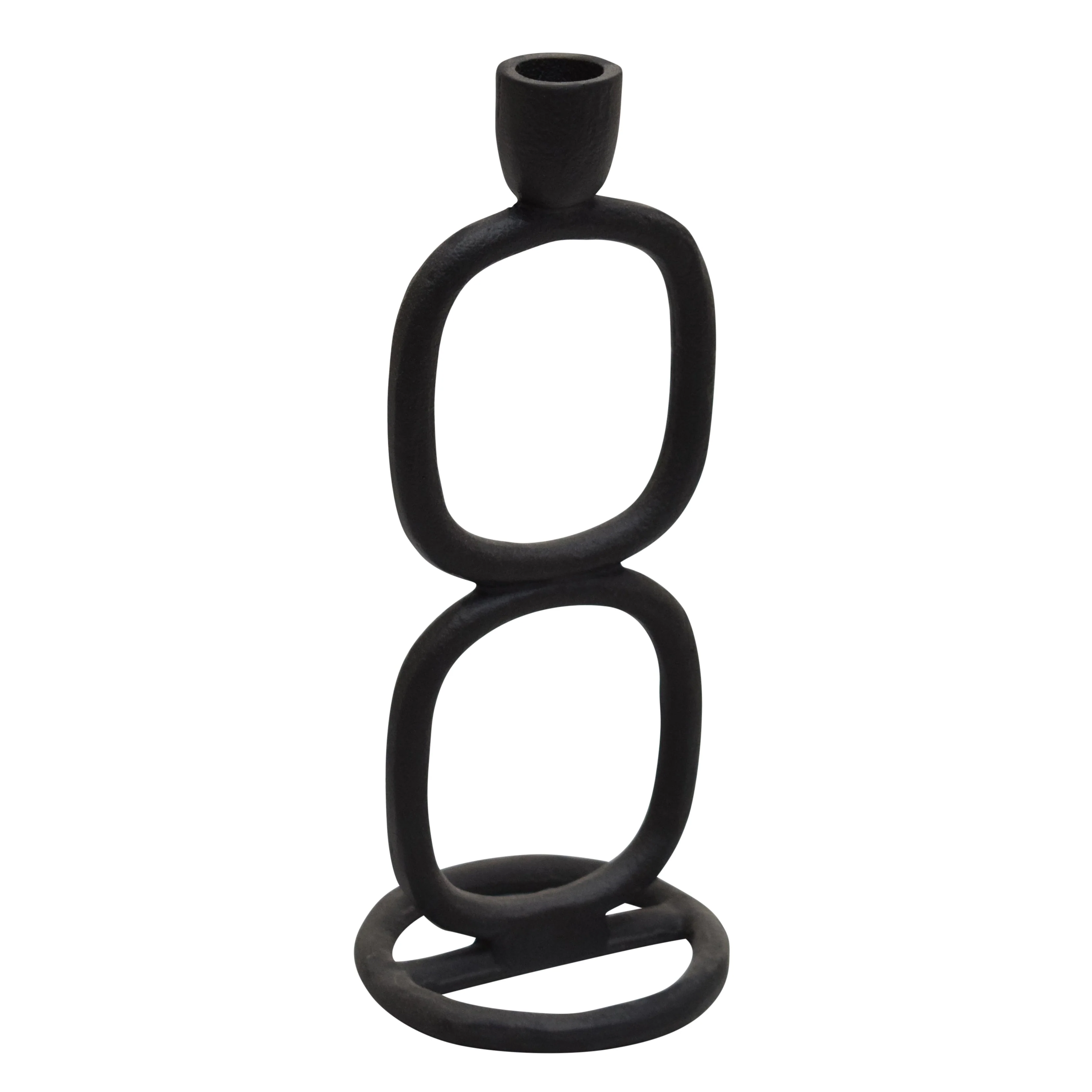 18190-03 METAL, 10" DOUBLE STACK TAPER CANDLEHOLDER, SILVER( Sagebrook Home )