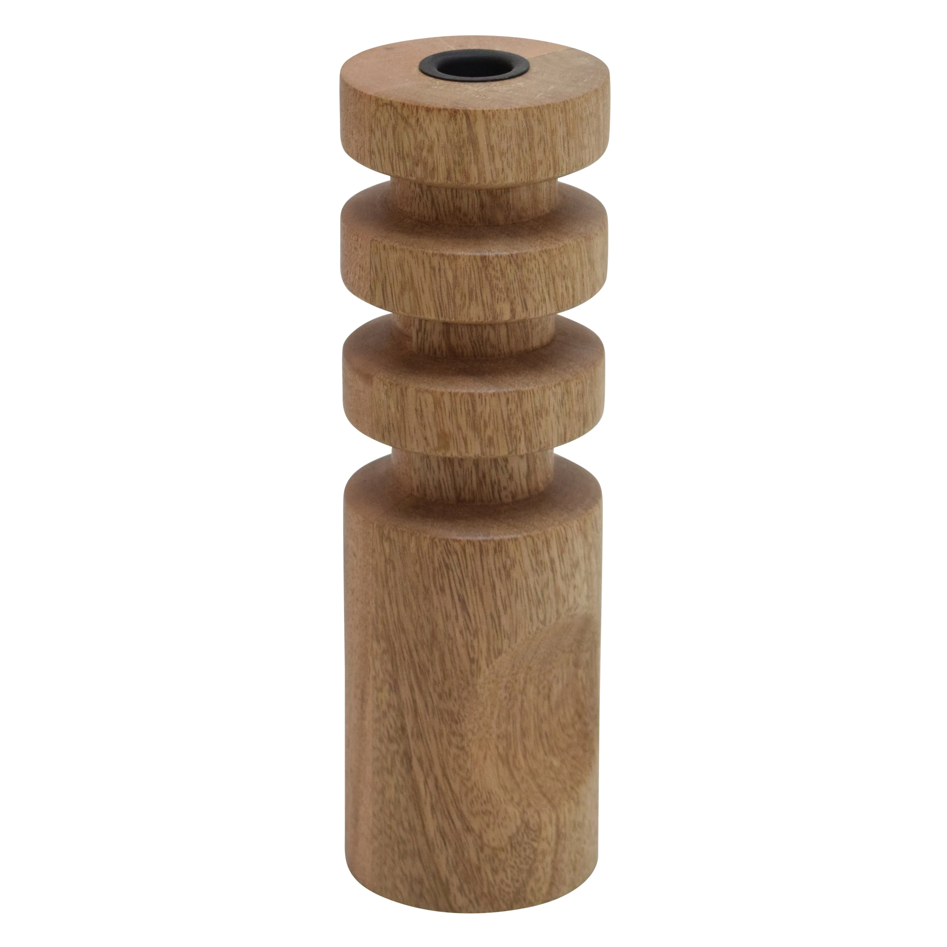 18192-01 WOOD, 10" STACKING SHAPES TAPER CANDLEHOLDER, NATU( Sagebrook Home )
