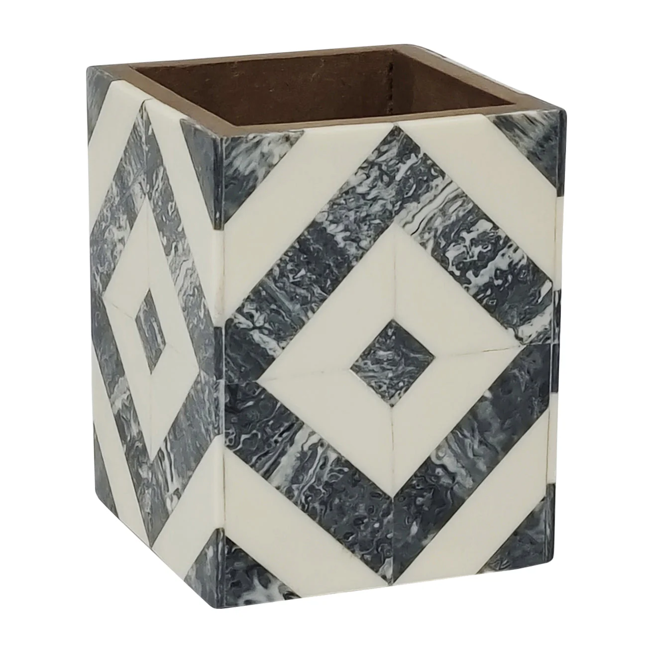 18346-01 RESIN, 4" TRIPLE LINES PENCIL CUPS, BLACK/WHITE( Sagebrook Home )