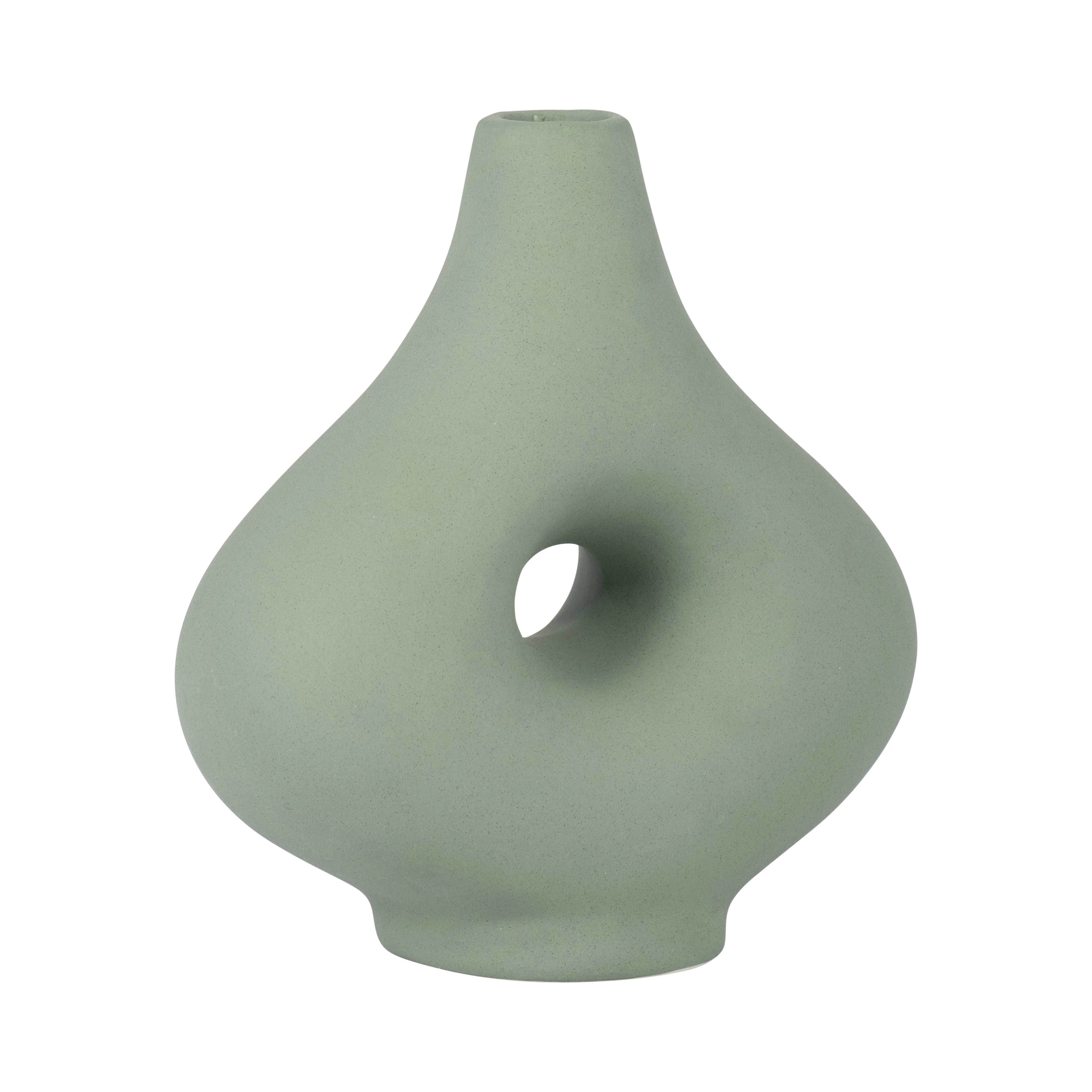 18425-03  CER, 7" ROUND BOTANICAL VASE, CUCUMBER( Sagebrook Home  ) - Image 2
