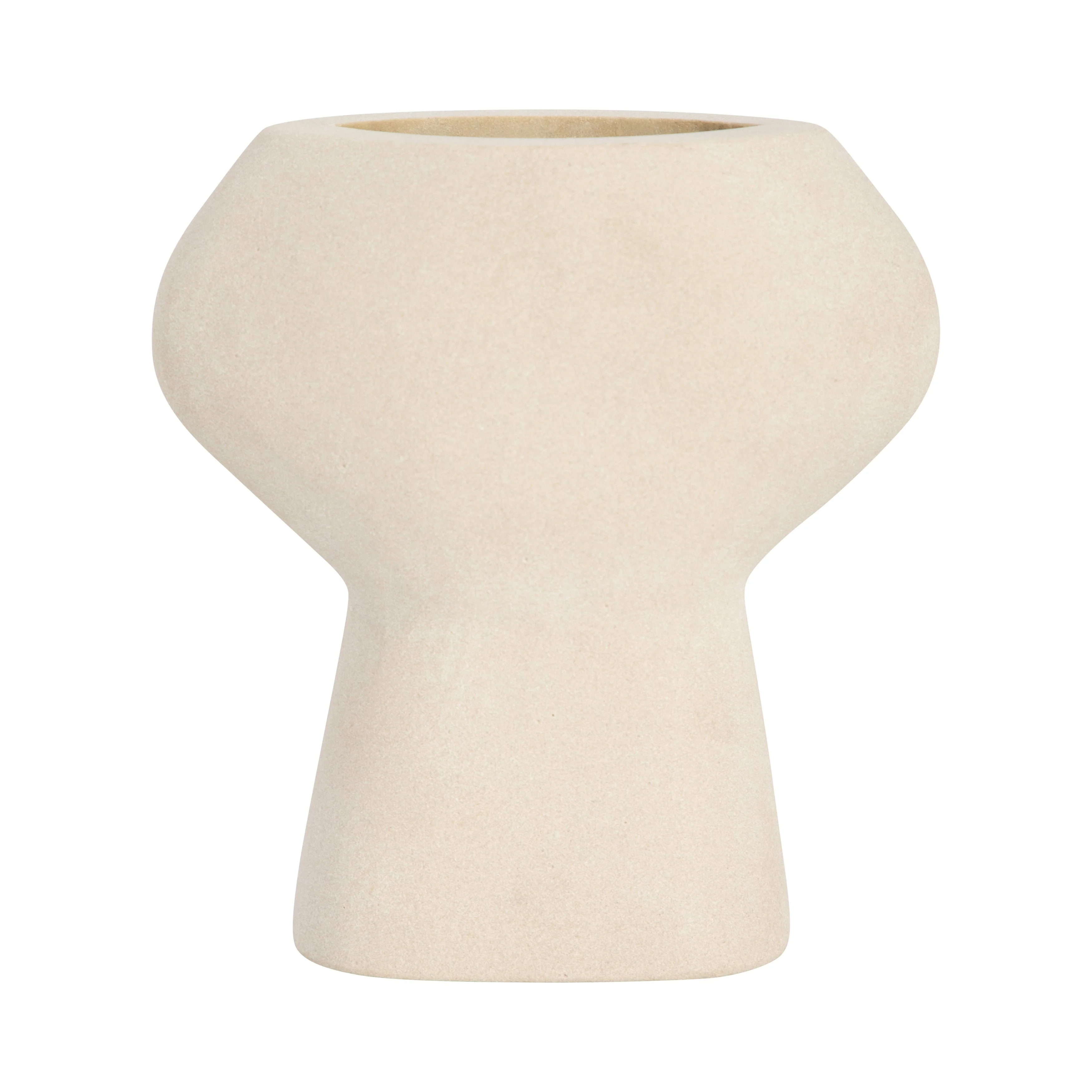 18443-01 STONEWARE 11" CURVY CUT-OUT VASE, COTTON( Sagebrook Home )