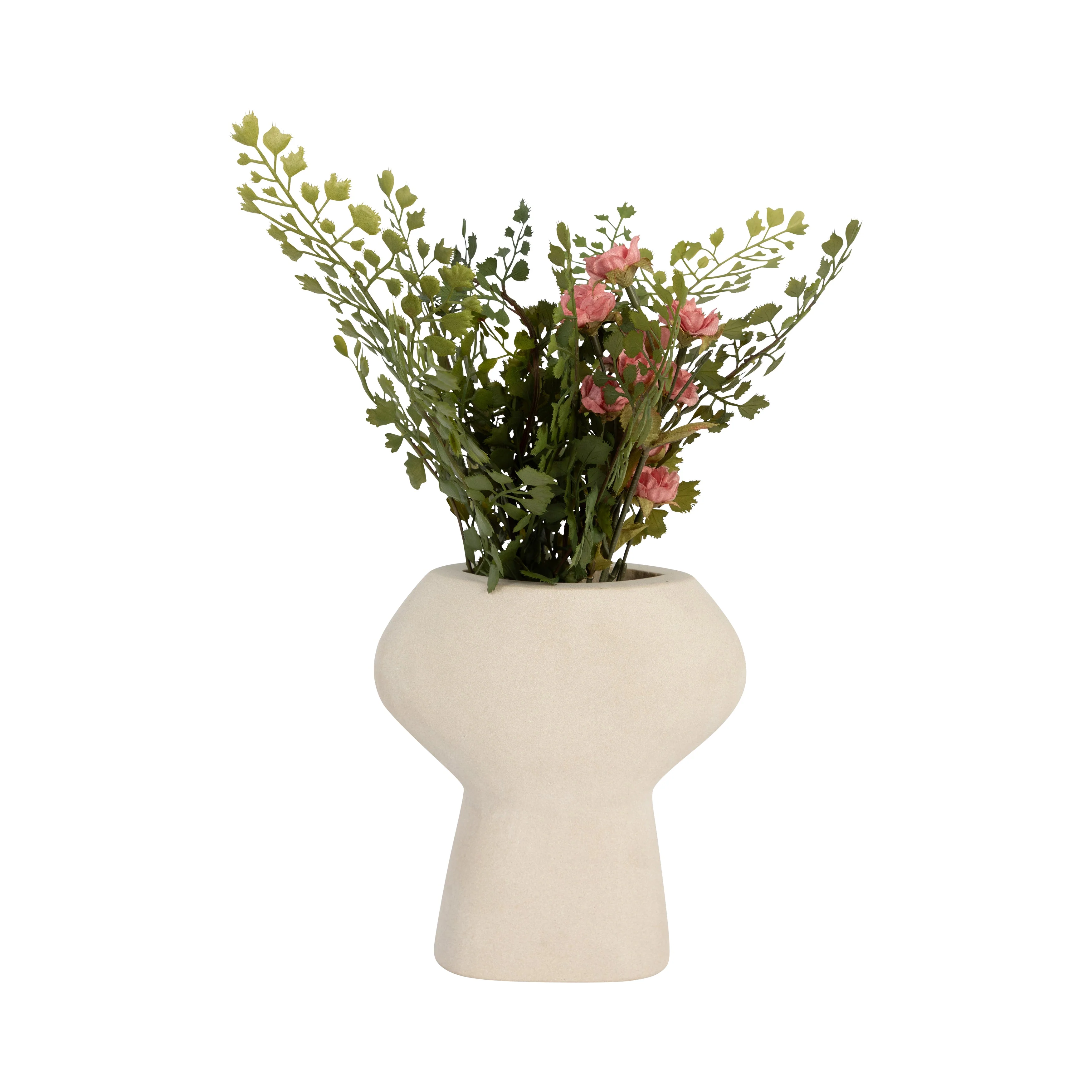 18443-01 STONEWARE 11" CURVY CUT-OUT VASE, COTTON( Sagebrook Home ) - Image 2