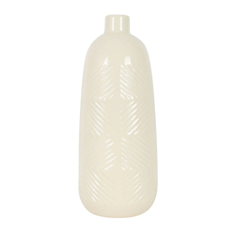 18625-03 CER, 13" FLUTED VASE, WHITE( Sagebrook Home )