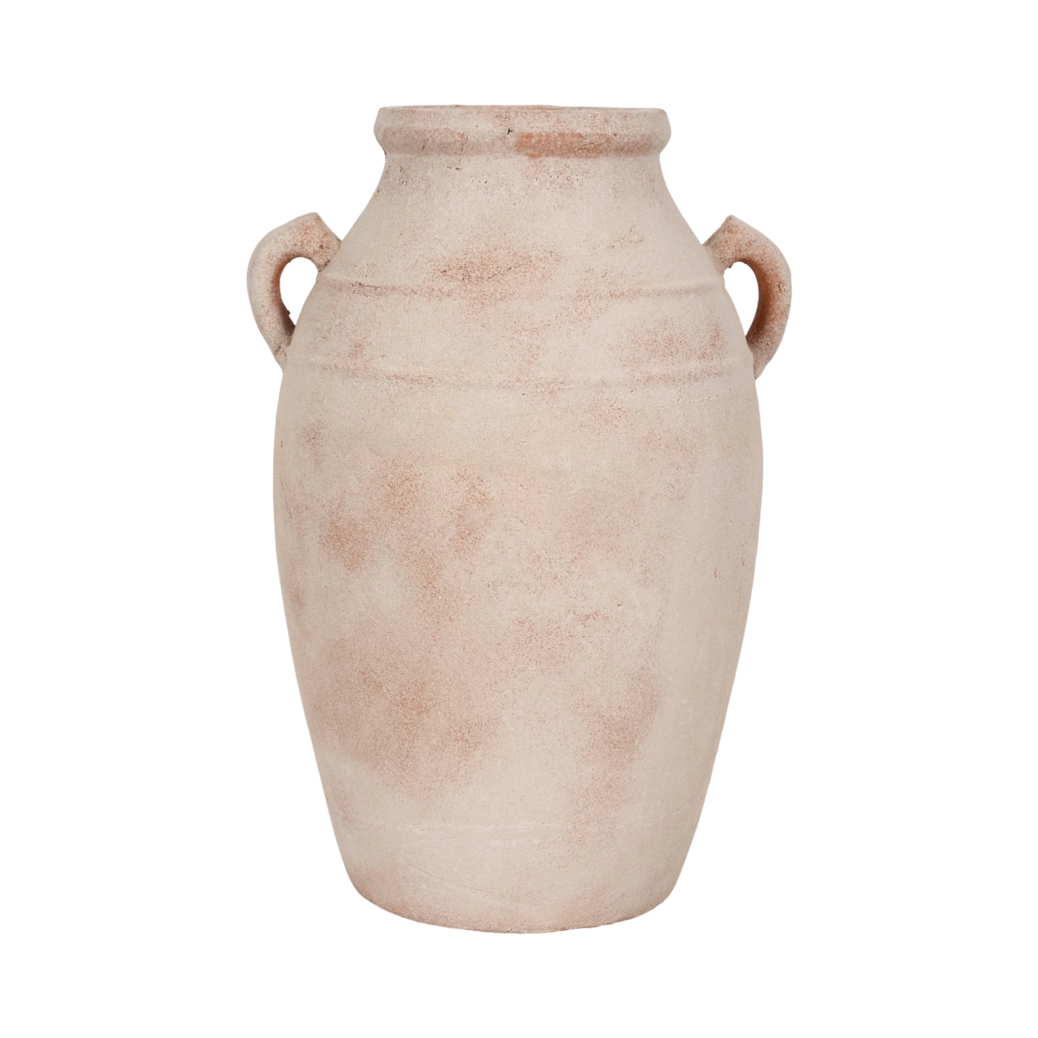 19" Weathered Terracotta Vase, White/natural - Image 11