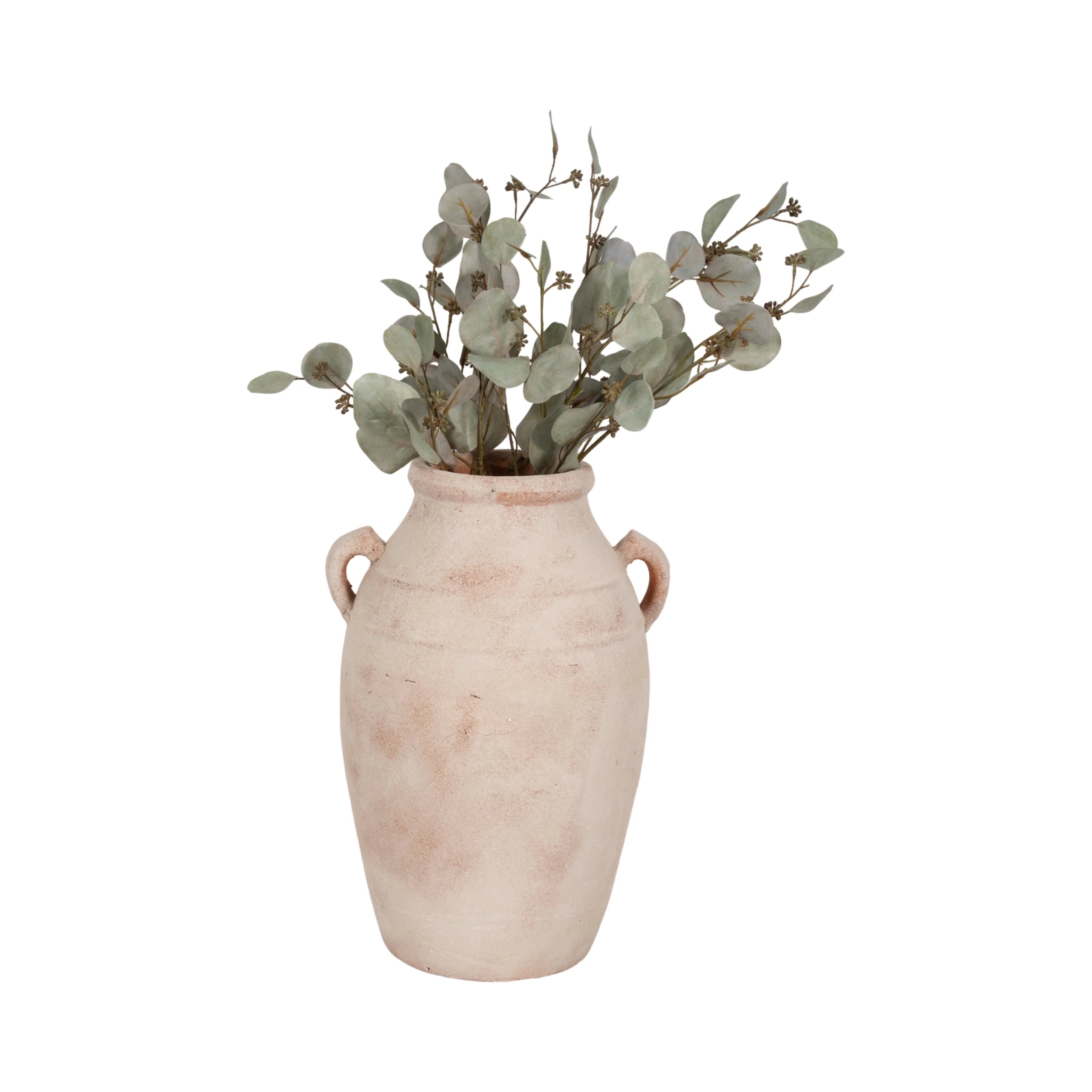 19" Weathered Terracotta Vase, White/natural - Image 2