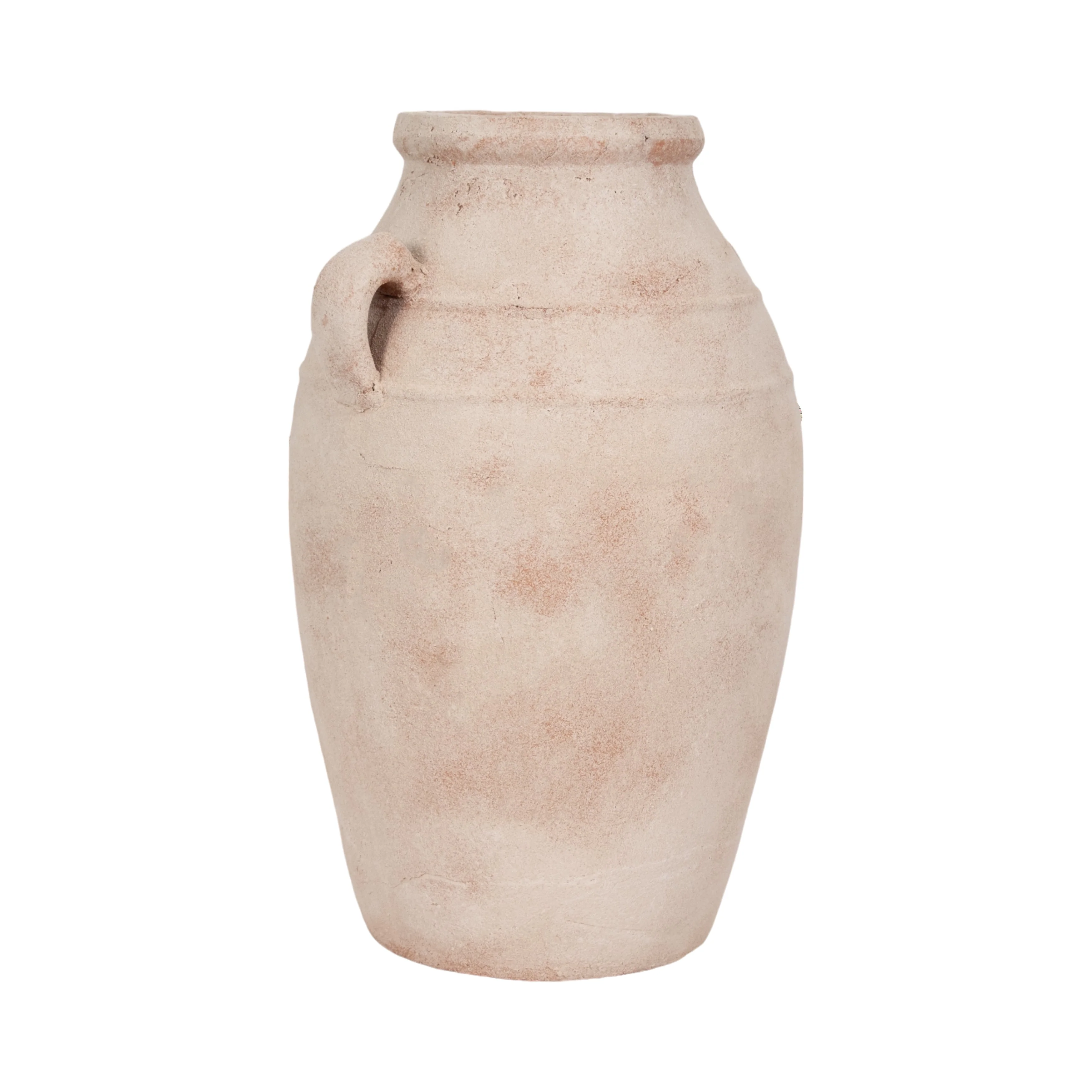 19" Weathered Terracotta Vase, White/natural - Image 3