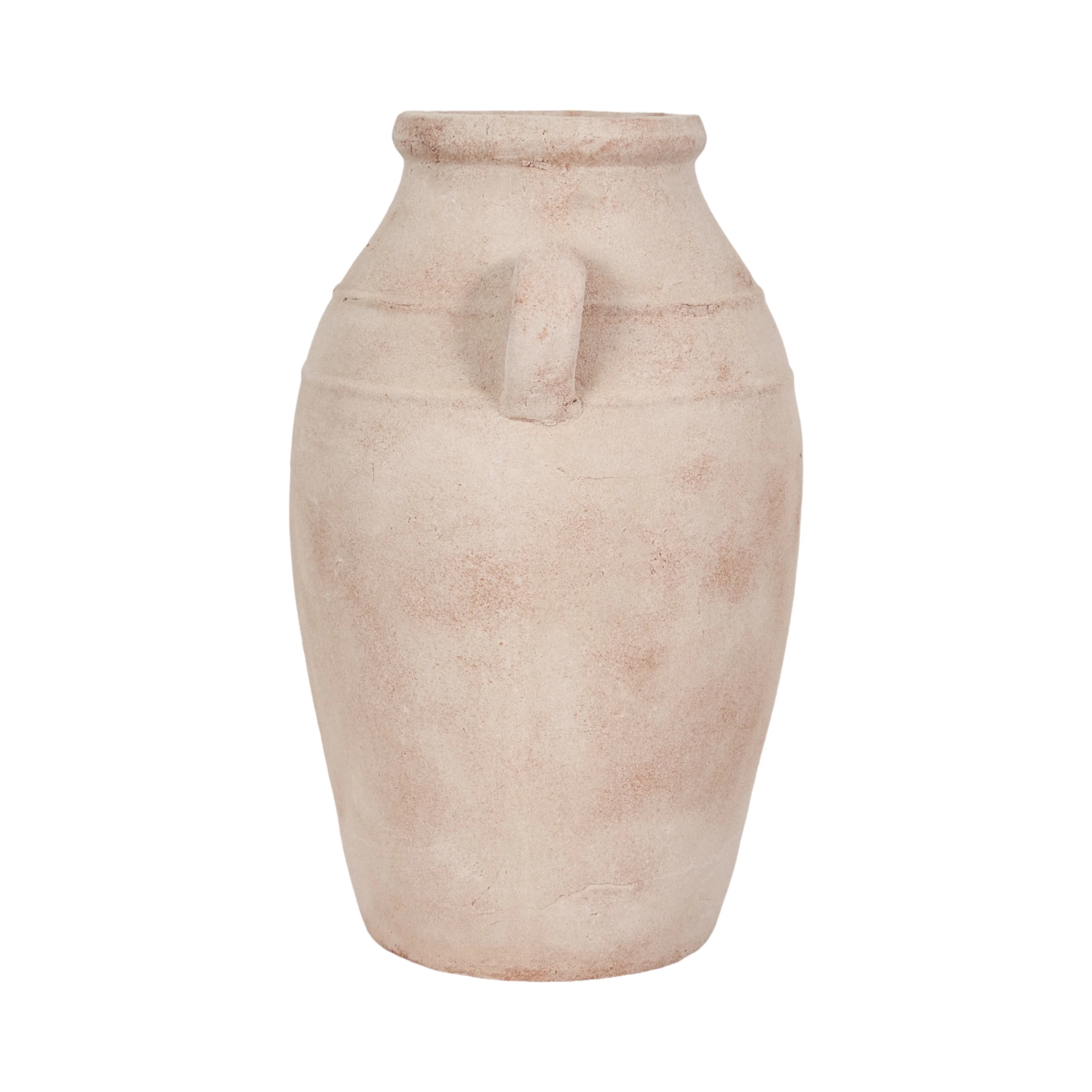 19" Weathered Terracotta Vase, White/natural - Image 4