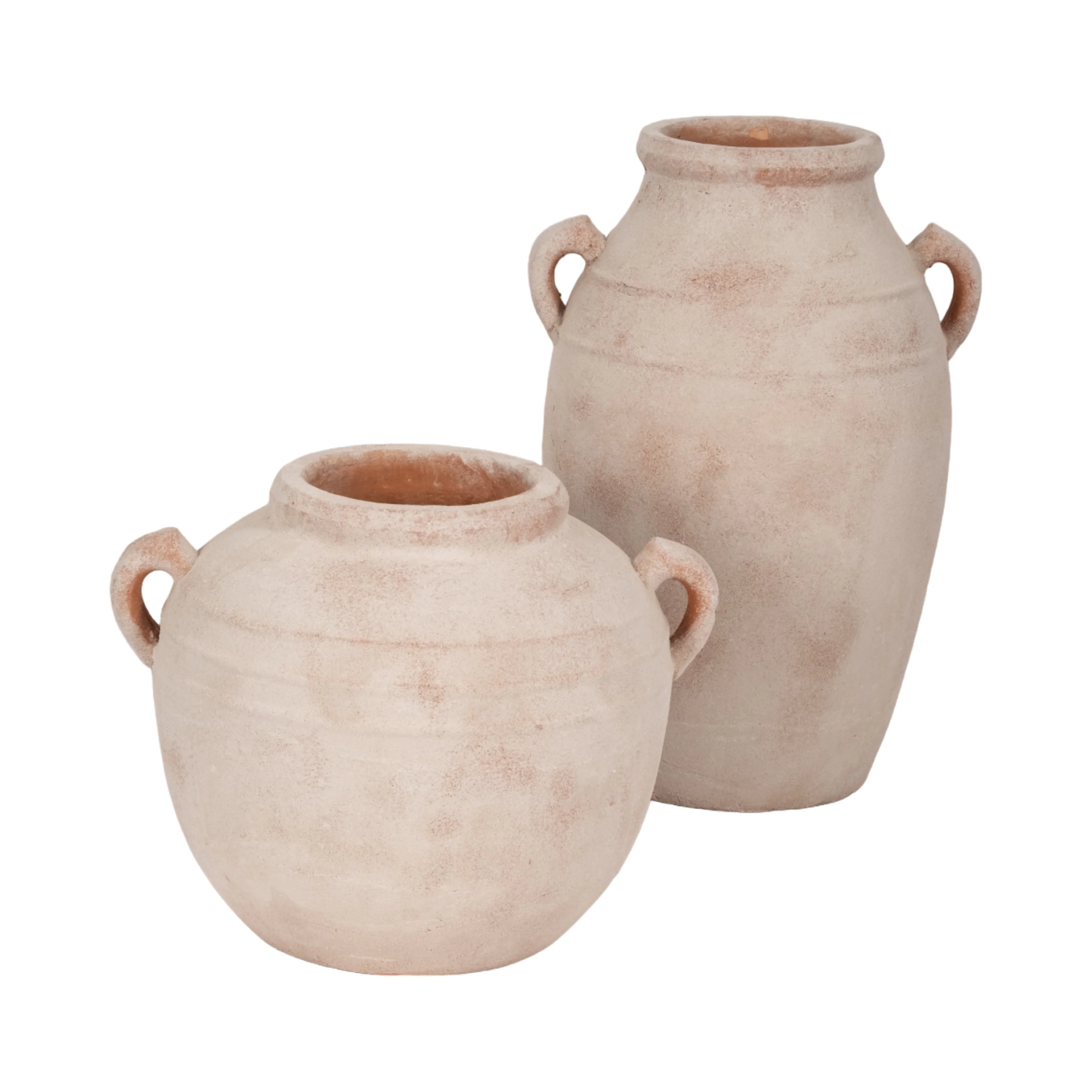 19" Weathered Terracotta Vase, White/natural - Image 8