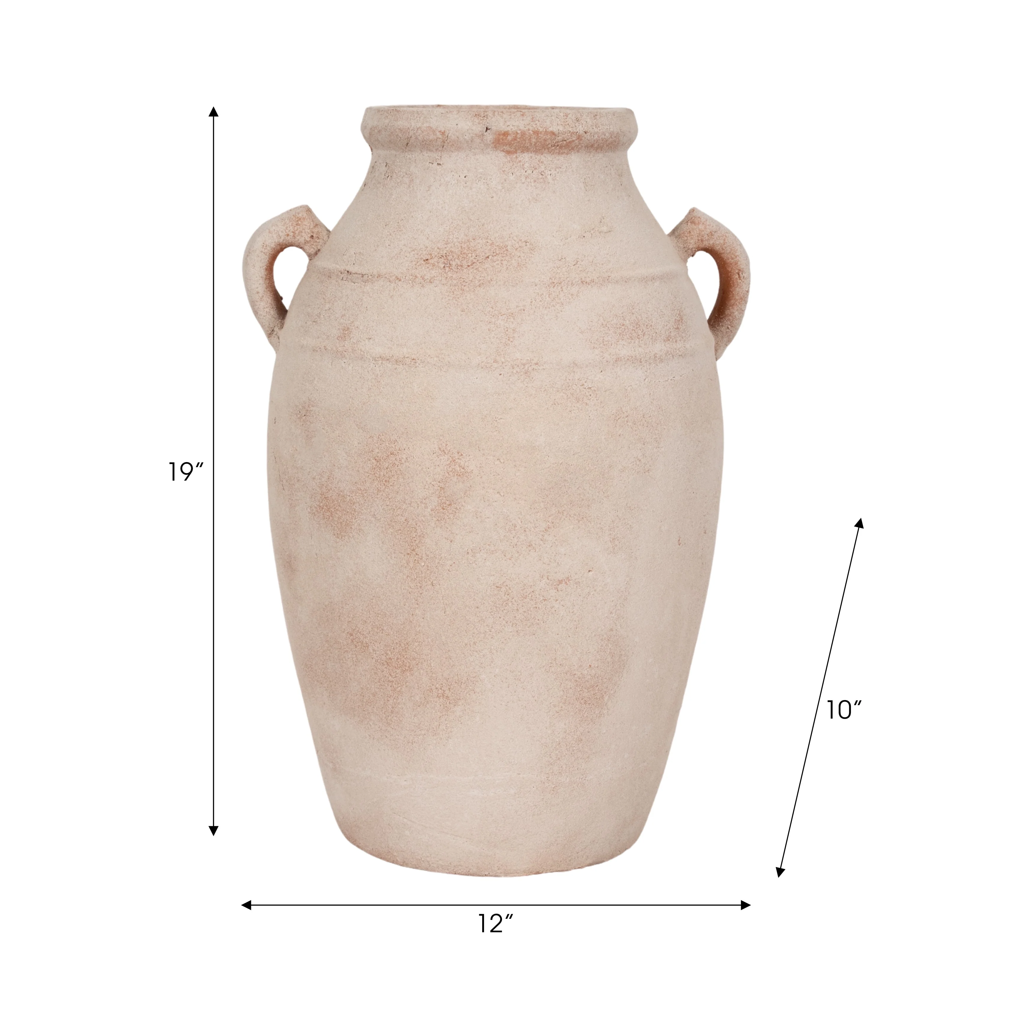 19" Weathered Terracotta Vase, White/natural - Image 9