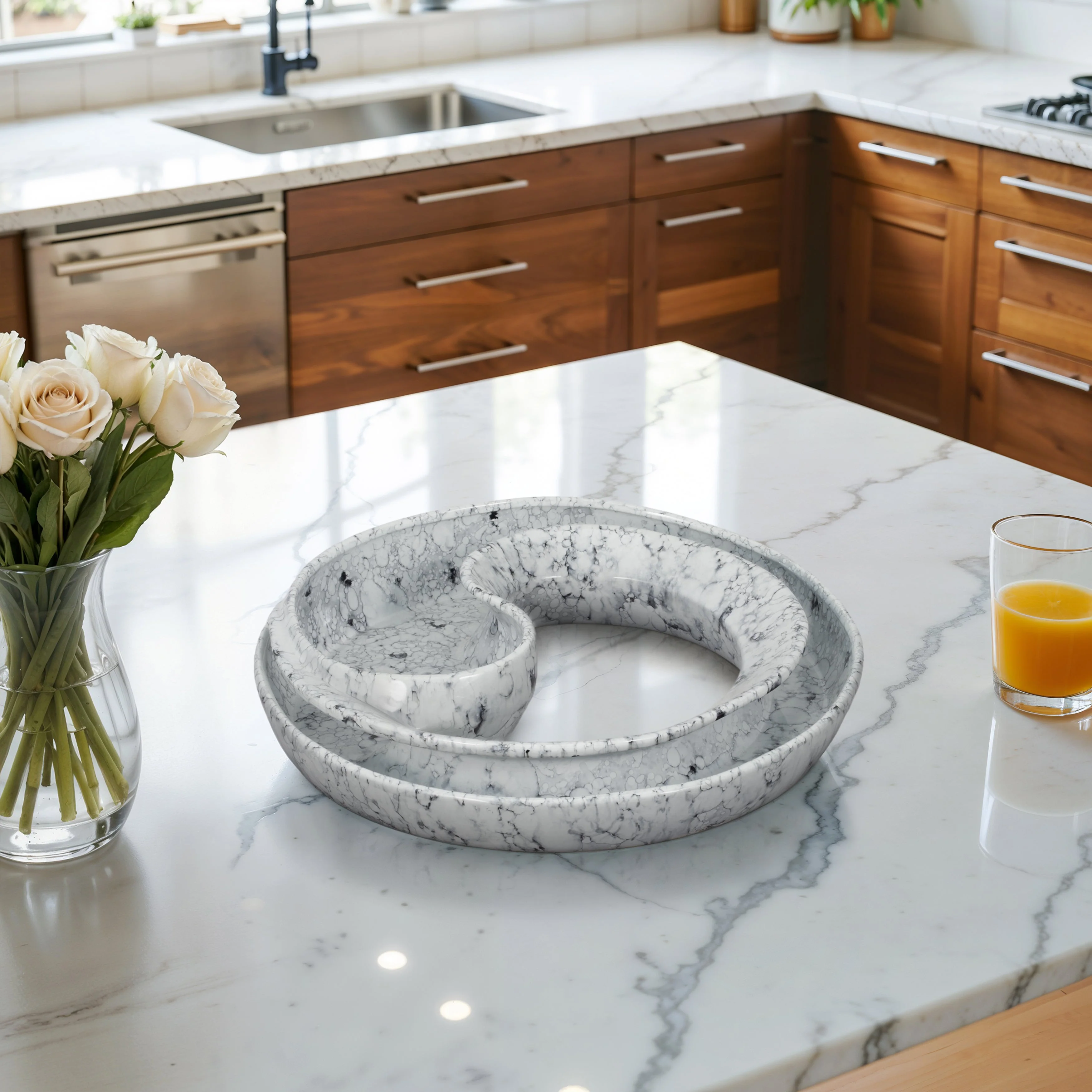 20" Karlin Marbled Ceramic Bowl - Image 9