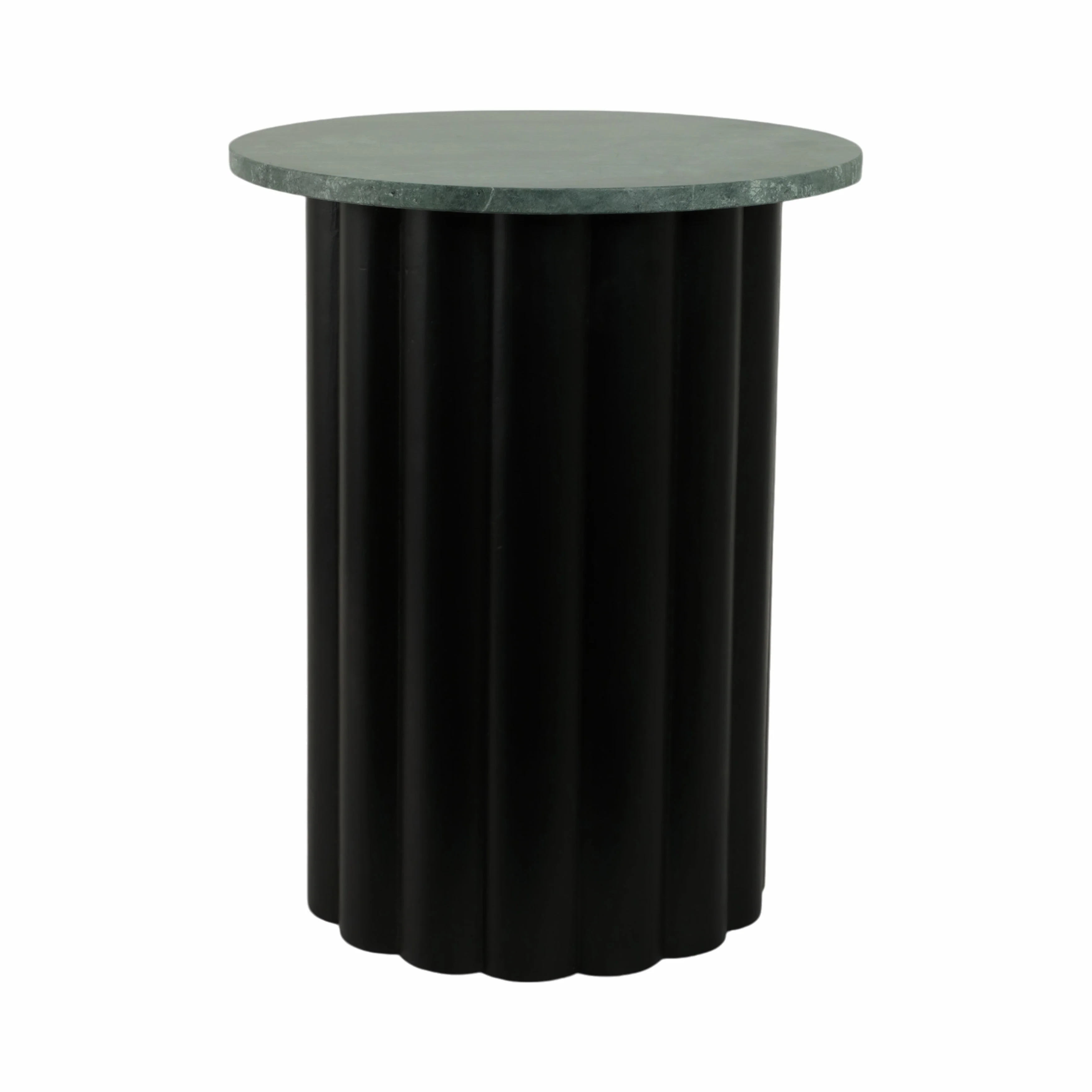 20" Large Ribbed Accent Table Marble Top, Blk/grn - Image 5