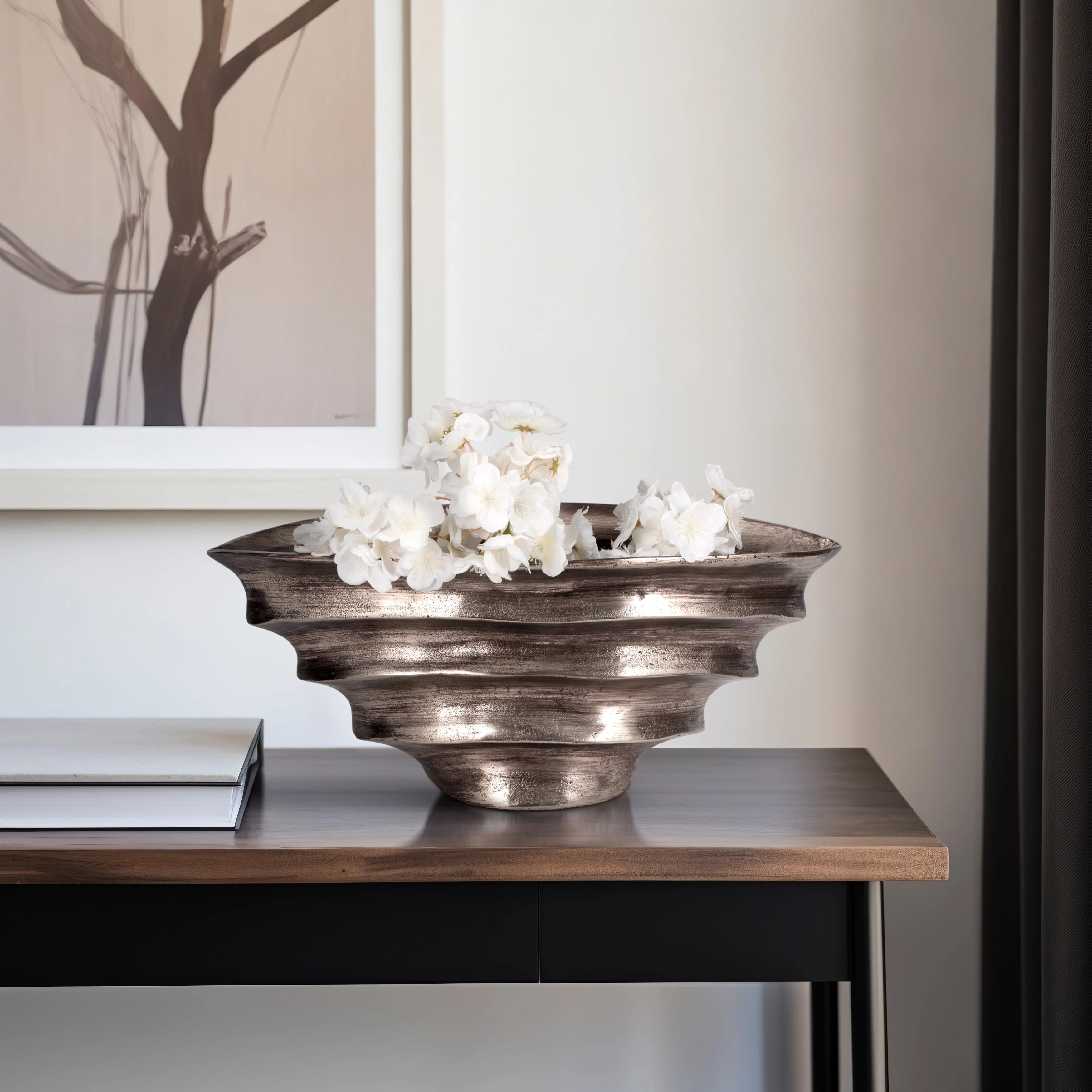 20" Morine Silver Metal Bowl - Image 9