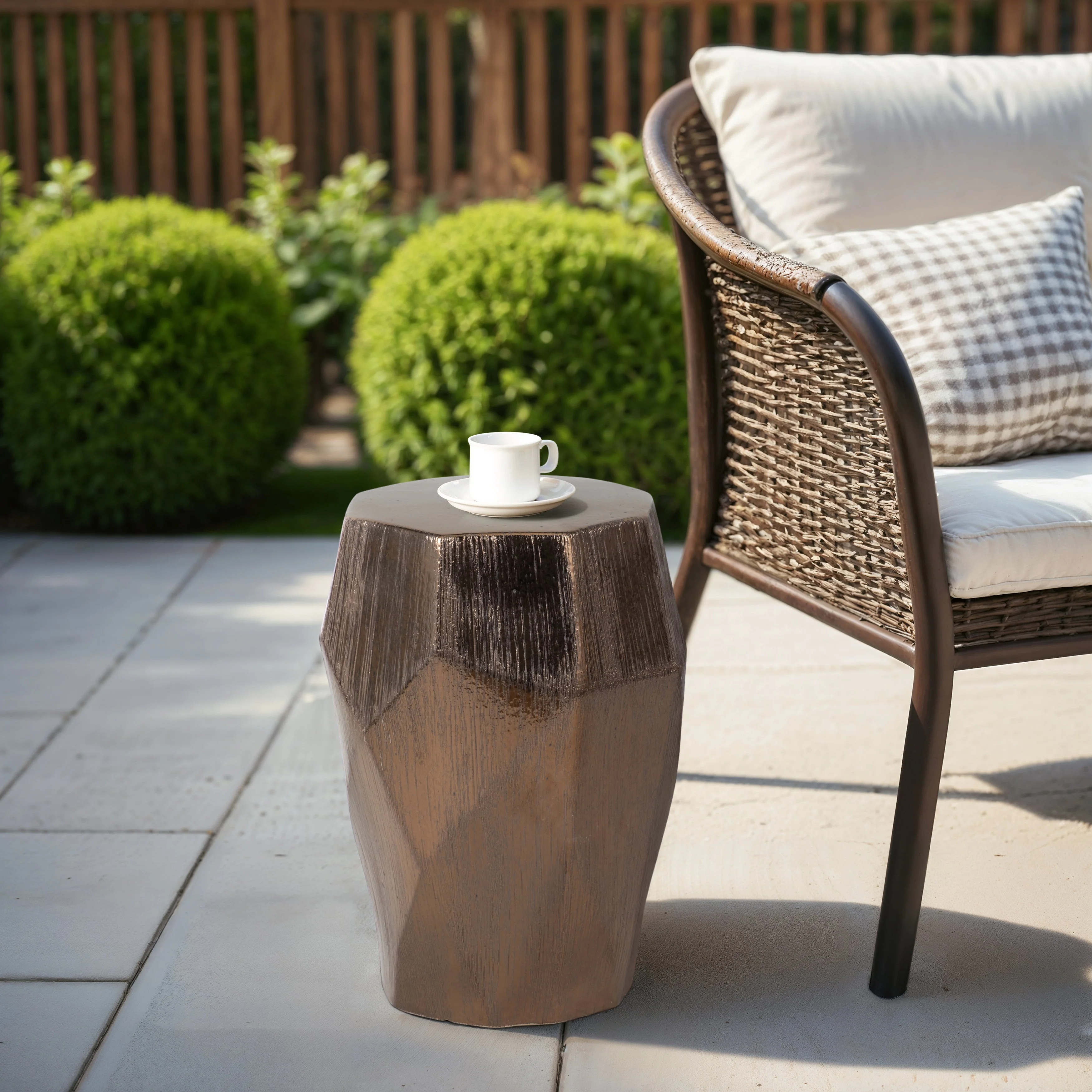 20" Tiziano Ceramic Bronze Garden Stool - Image 9