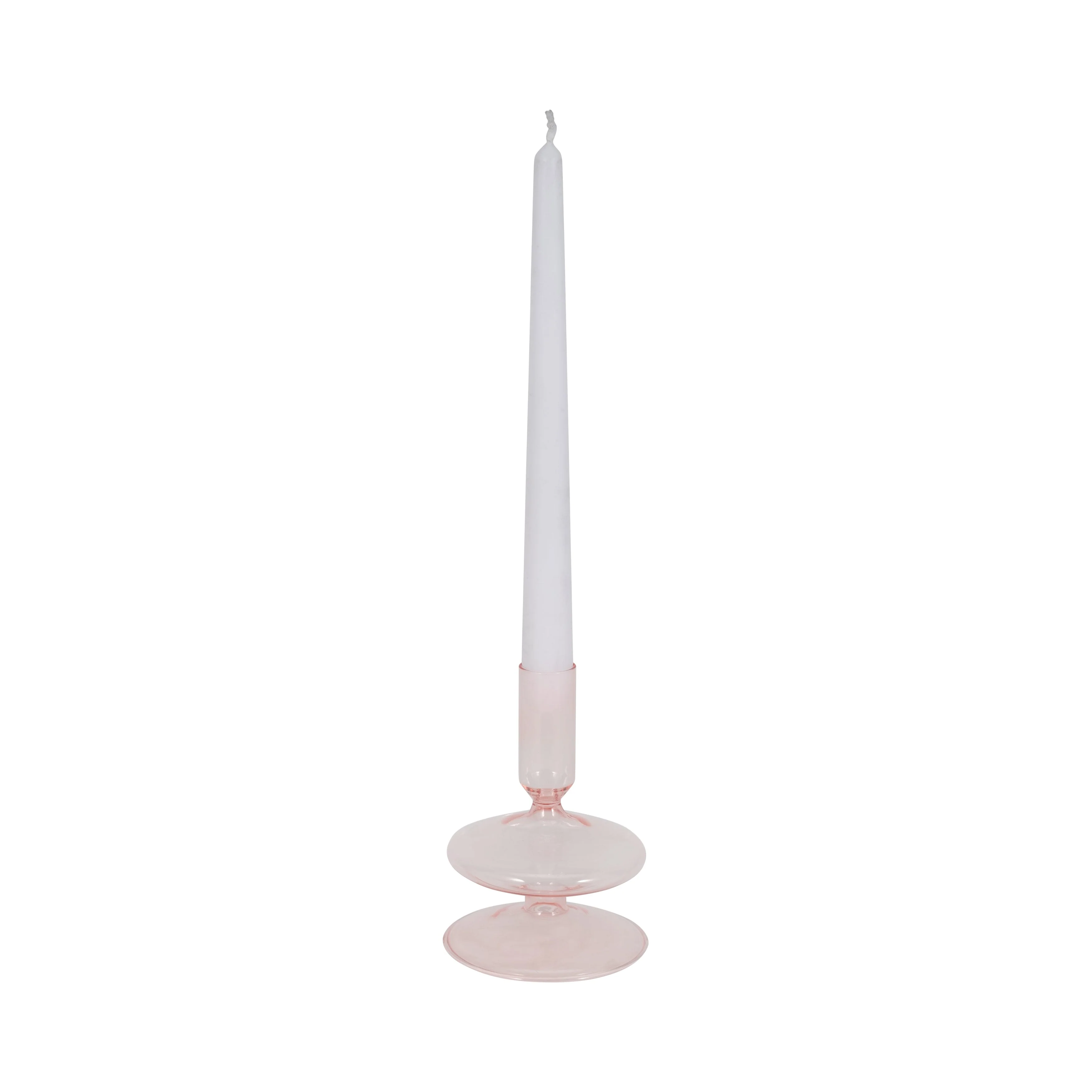 20118-10 |5" Vintage Glass Taper Candle Holder, Pink - Image 2