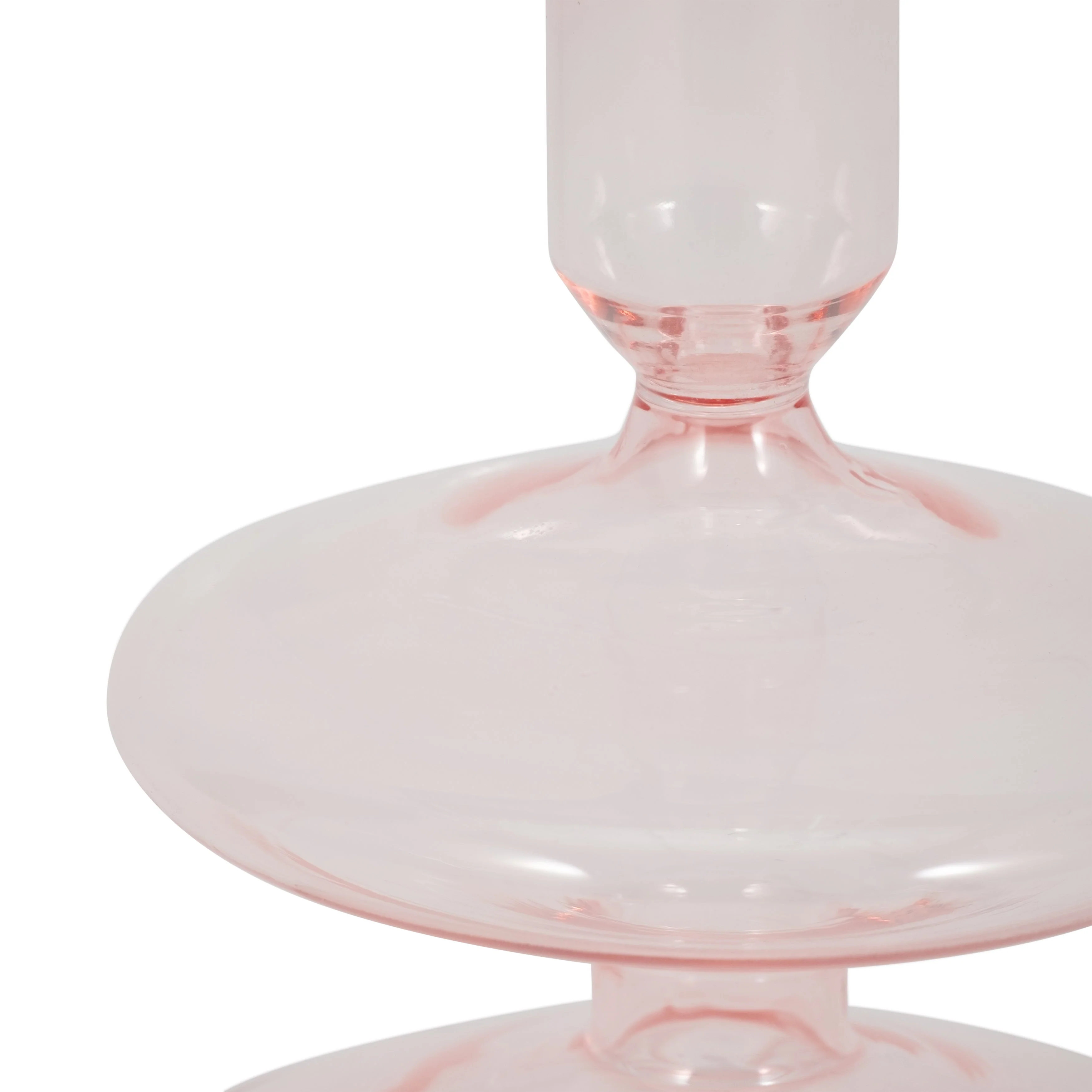 20118-10 |5" Vintage Glass Taper Candle Holder, Pink - Image 3