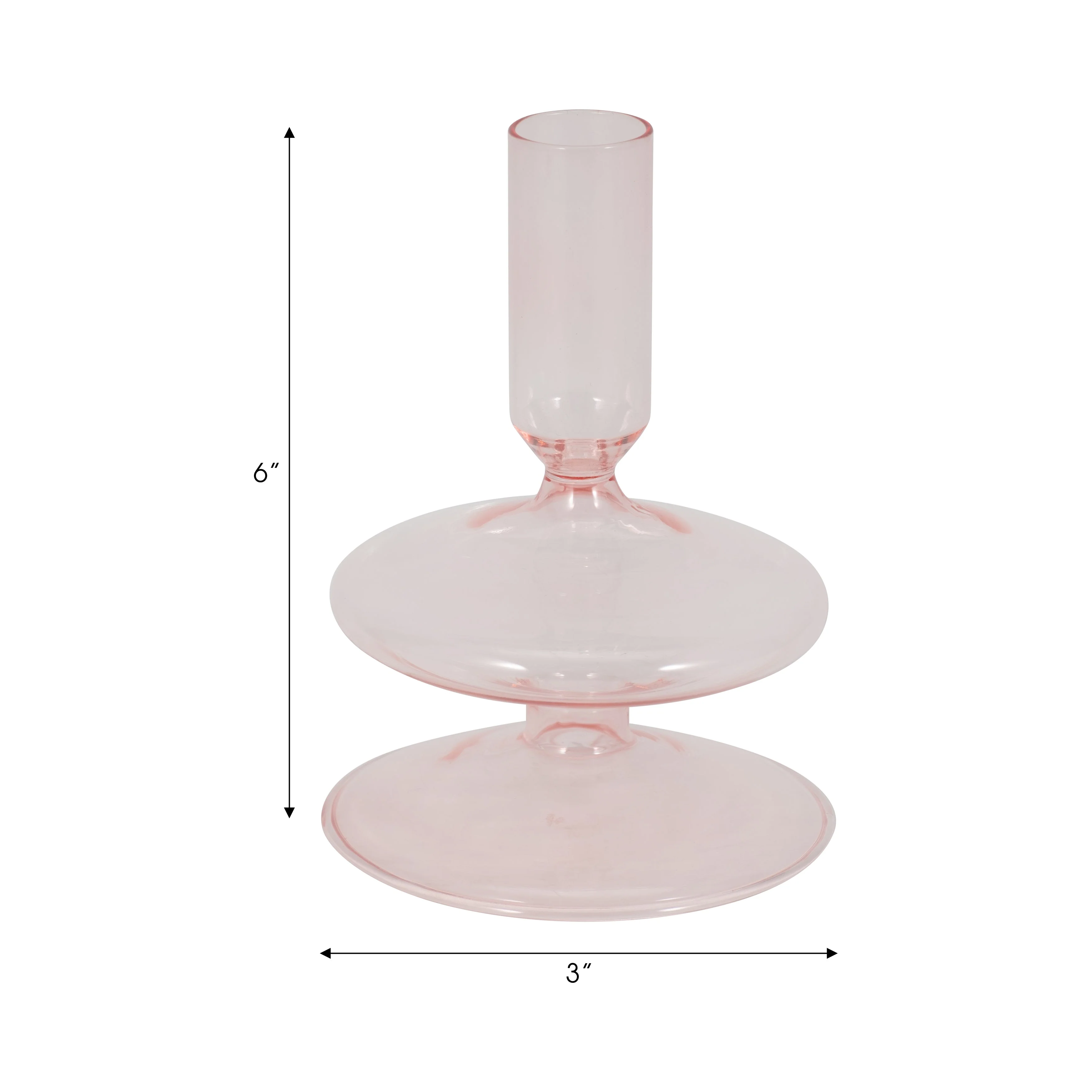 20118-10 |5" Vintage Glass Taper Candle Holder, Pink - Image 7
