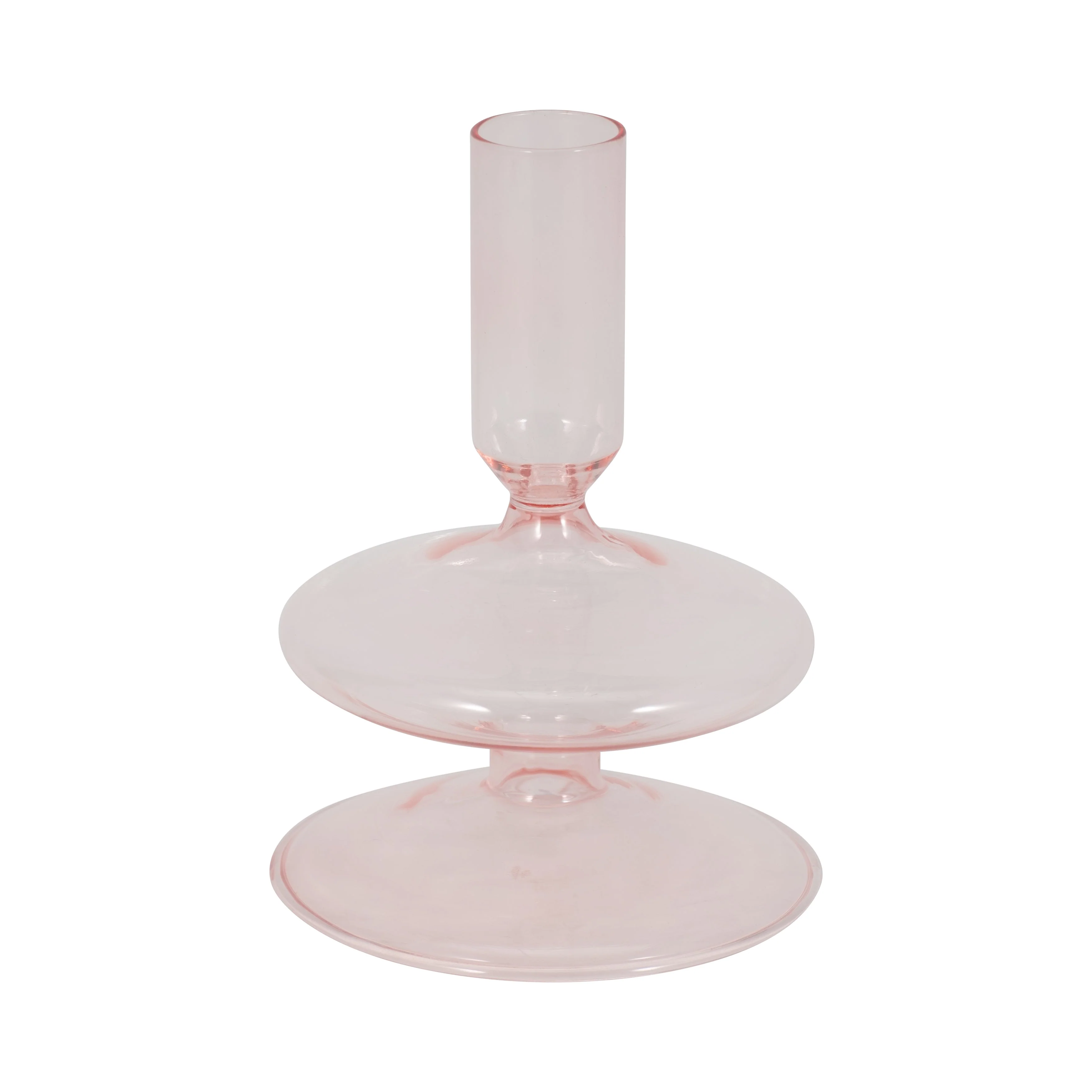 20118-10 |5" Vintage Glass Taper Candle Holder, Pink - Image 8