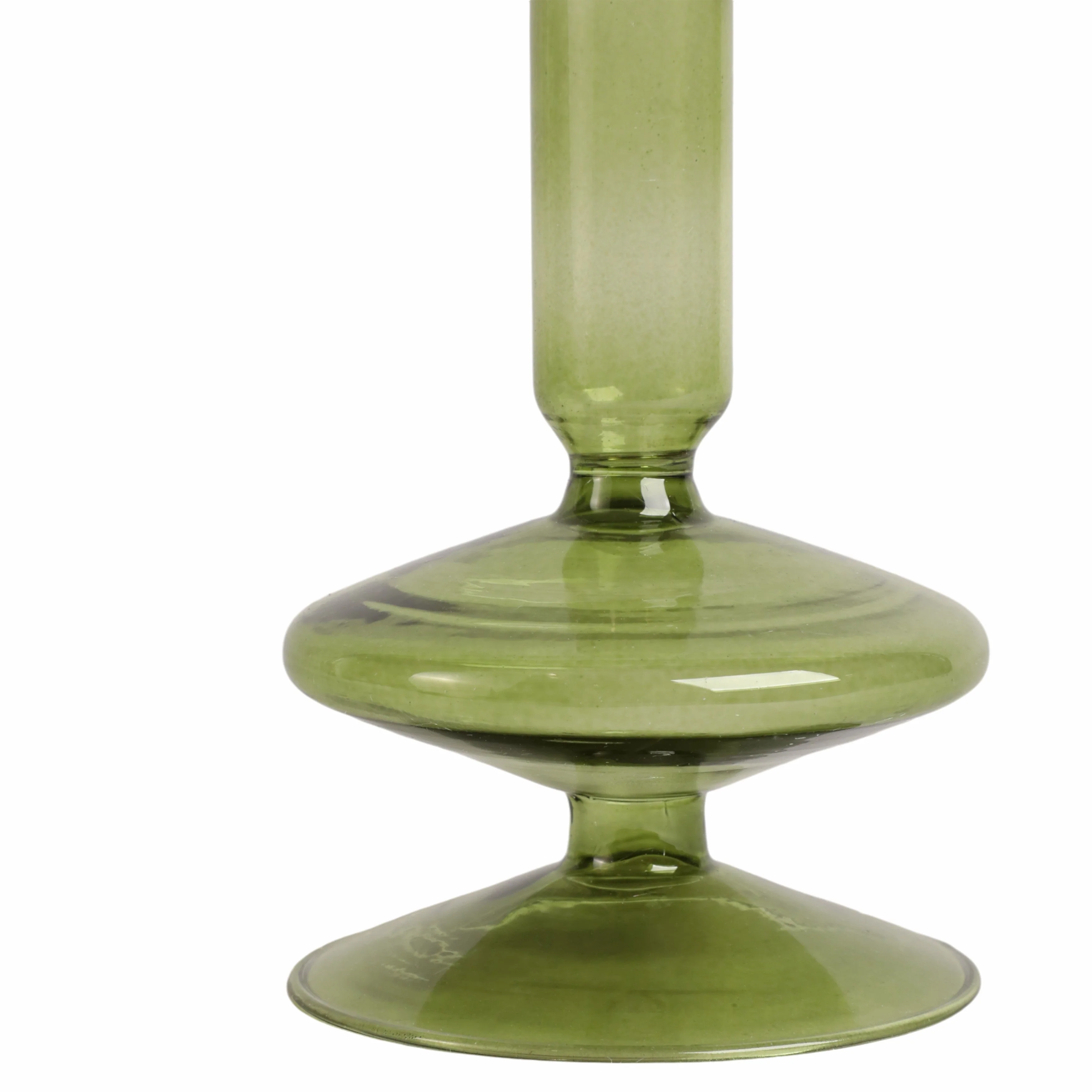 20118-19 |5" Vintage Glass Taper Candle Holder, Olive - Image 4