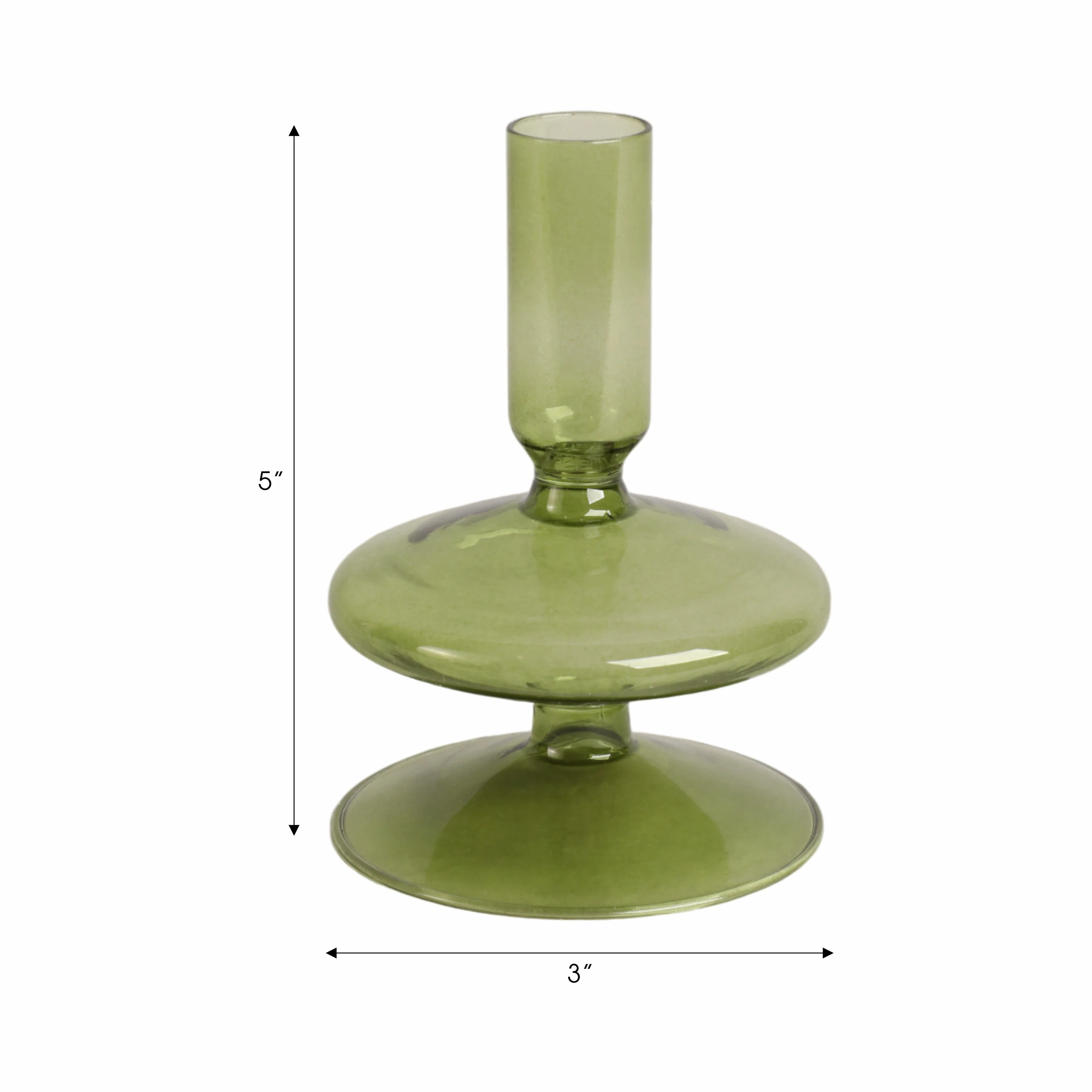 20118-19 |5" Vintage Glass Taper Candle Holder, Olive - Image 8