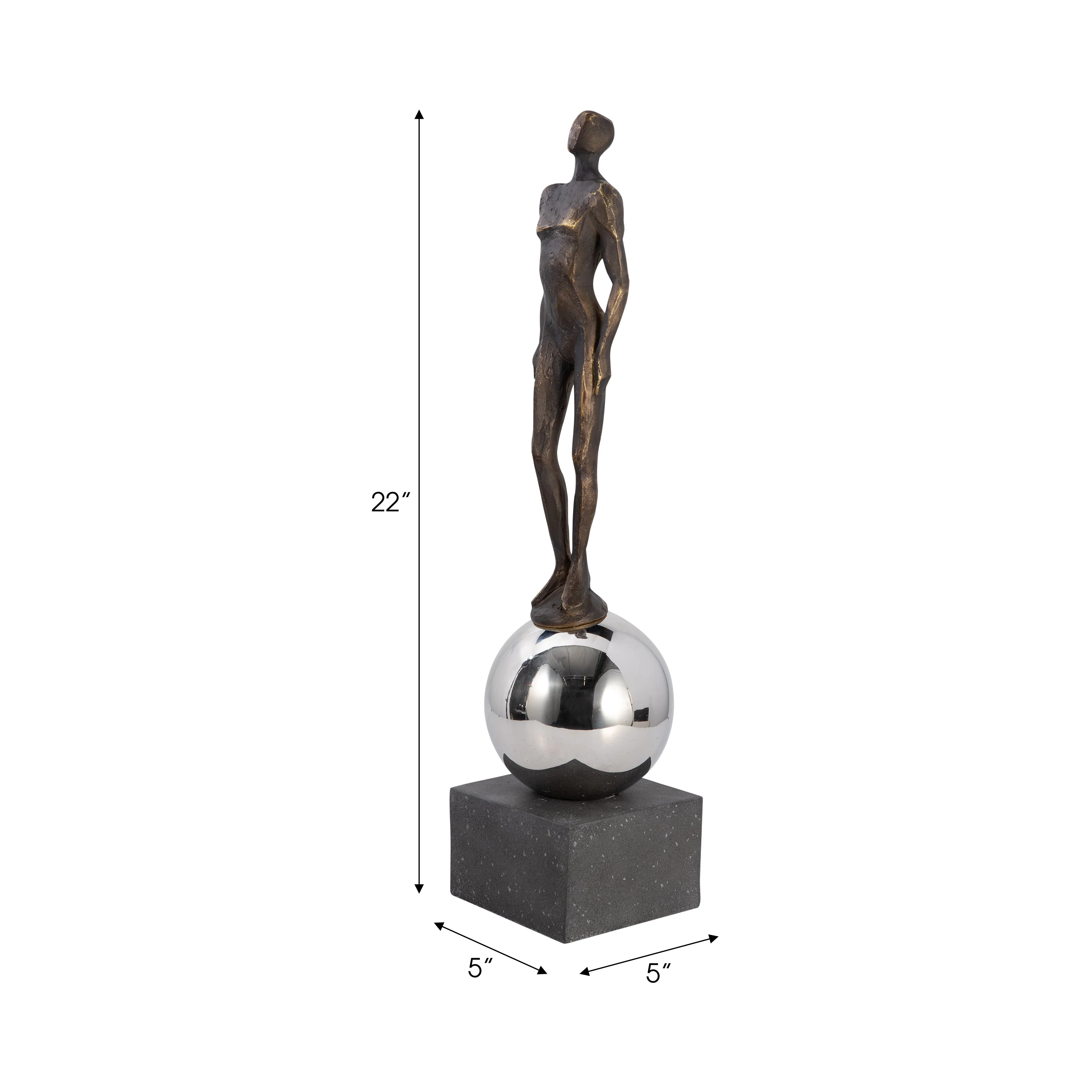 22" Augusta Male Statuary With Steel Sphere - Image 17