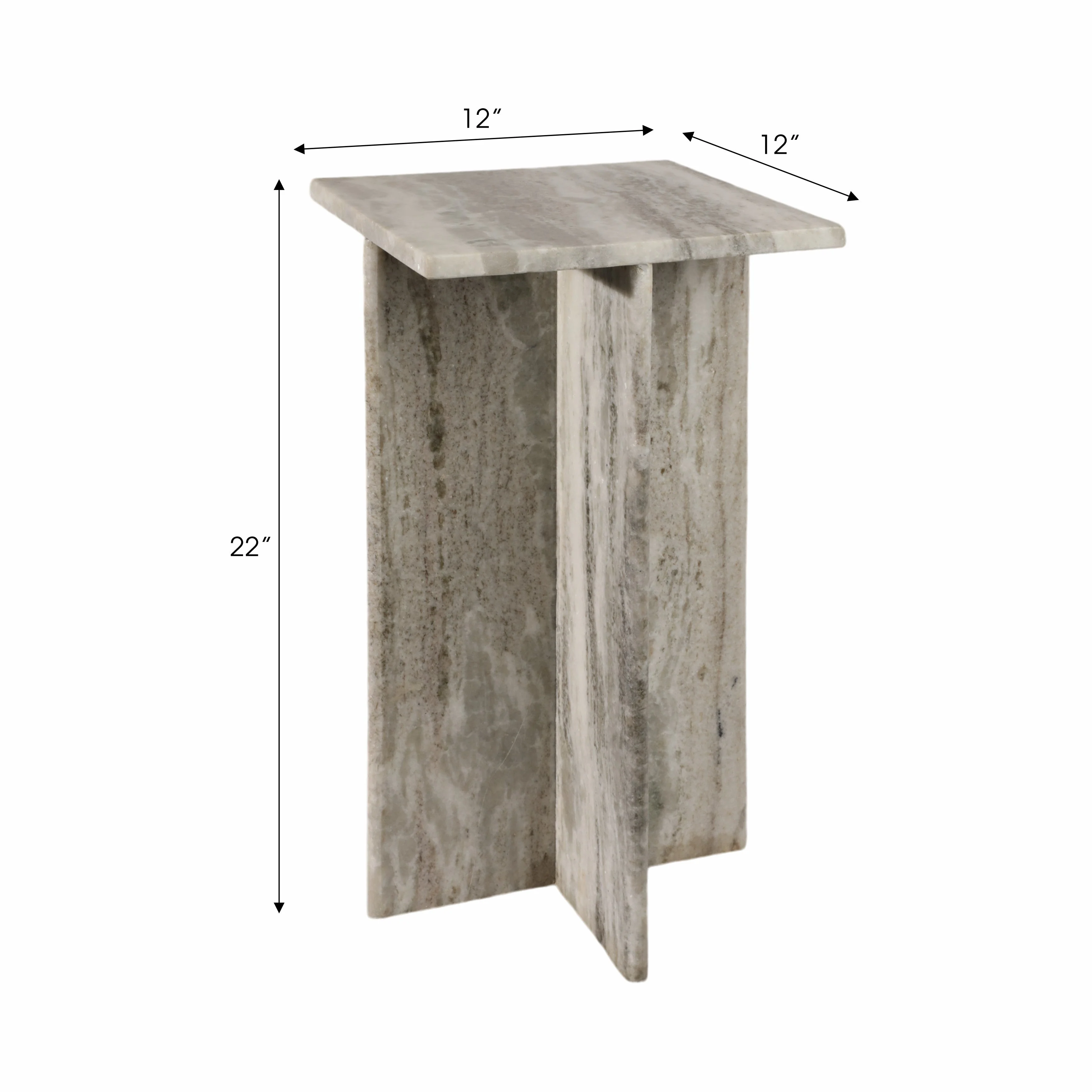 22" ROMMI SMALL MARBLE TABLE, WHITE - Image 11