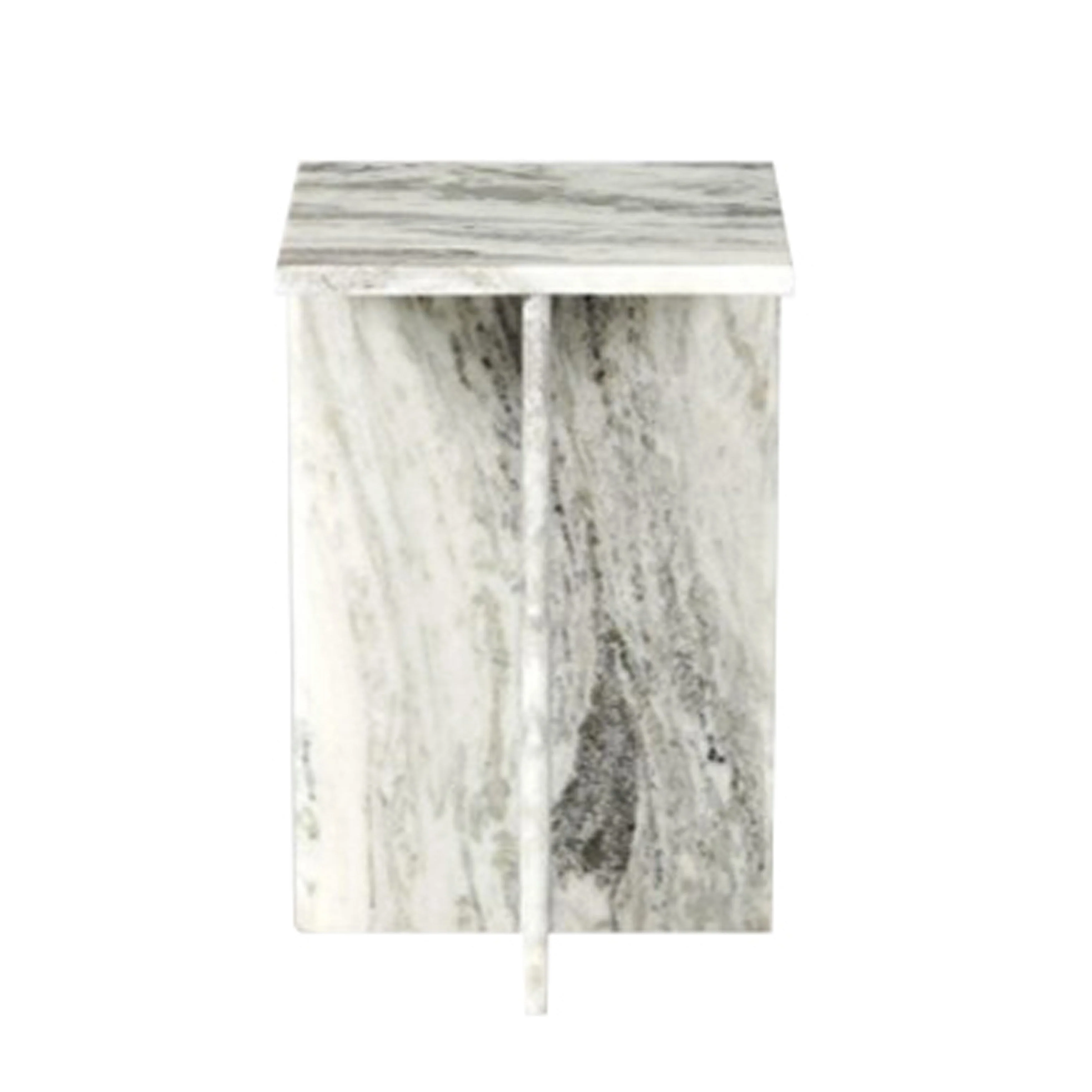 22" ROMMI SMALL MARBLE TABLE, WHITE - Image 2