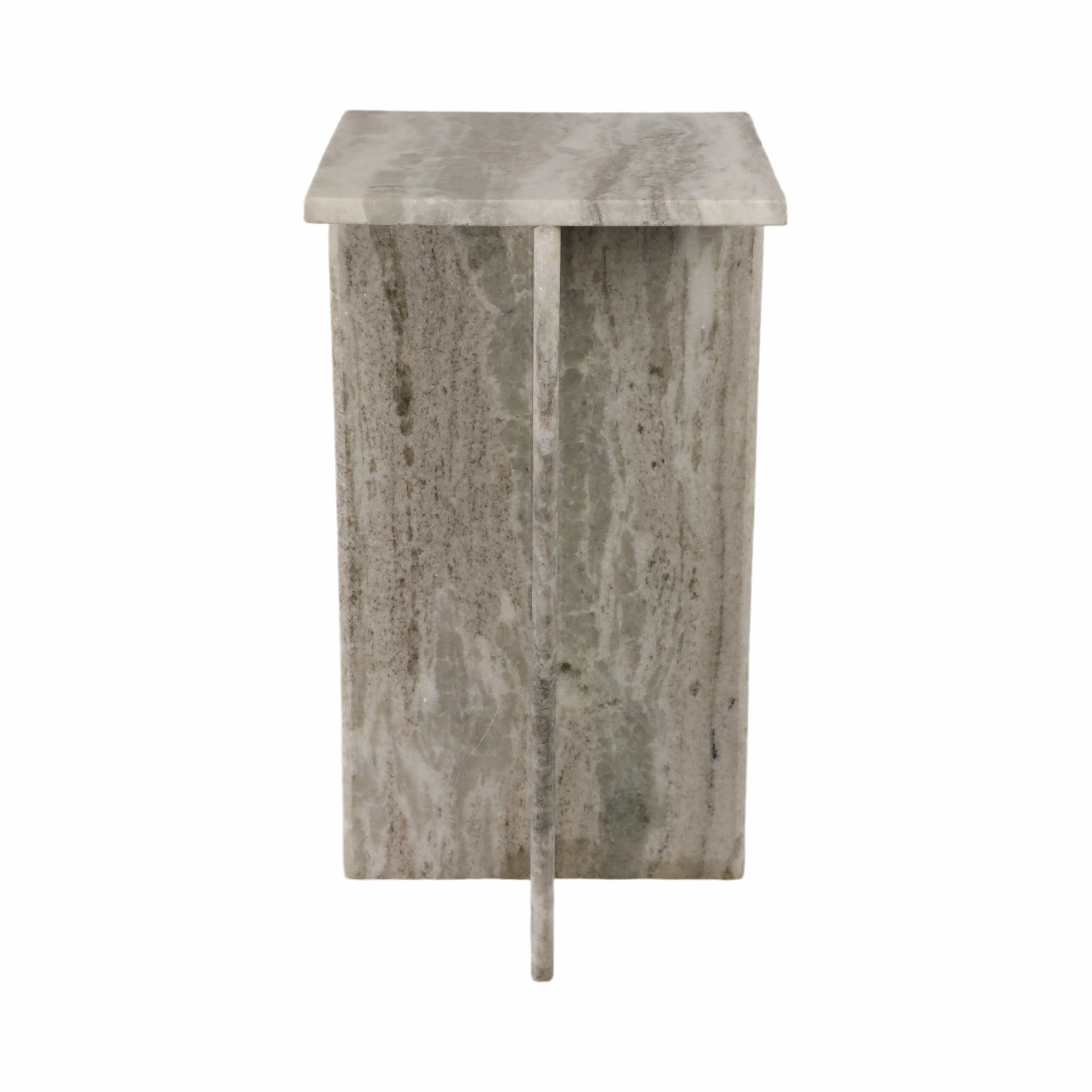 22" ROMMI SMALL MARBLE TABLE, WHITE - Image 3