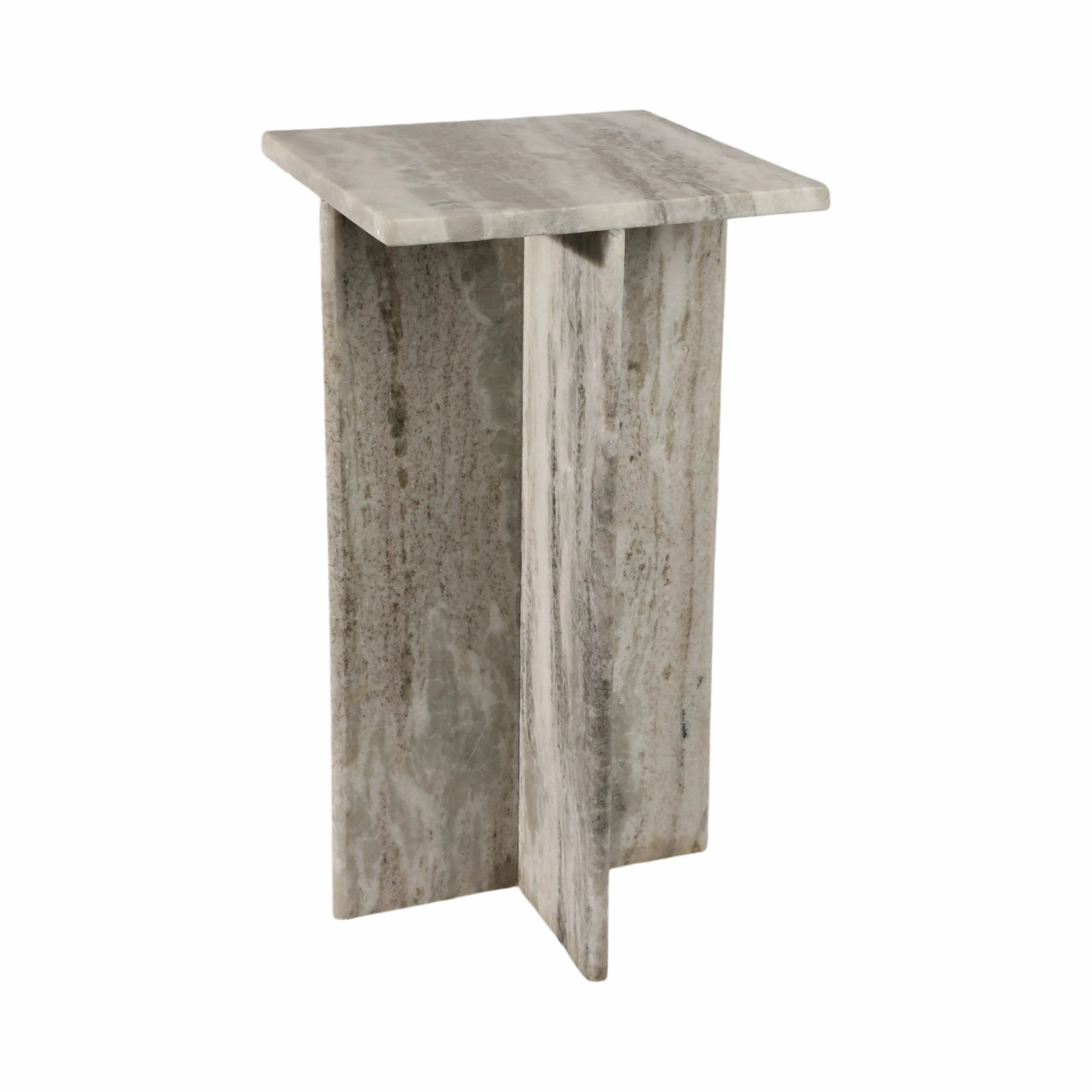 22" ROMMI SMALL MARBLE TABLE, WHITE - Image 4