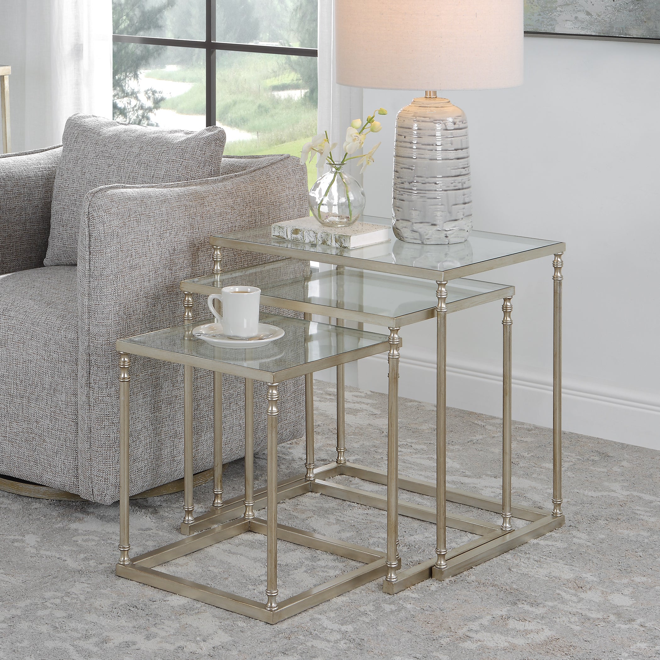 24067-N-UTT |Henzler 62 W x 46 H x 63 D Nesting Table - Mirror Top - Image 3