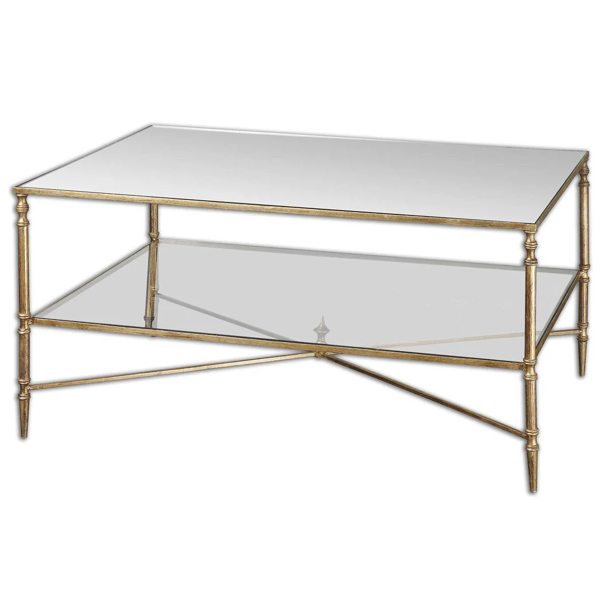 24276-N-UTT | Henzler 95 W x 49 H x 71 D Black Rectangle Coffee Table with Mirror Top