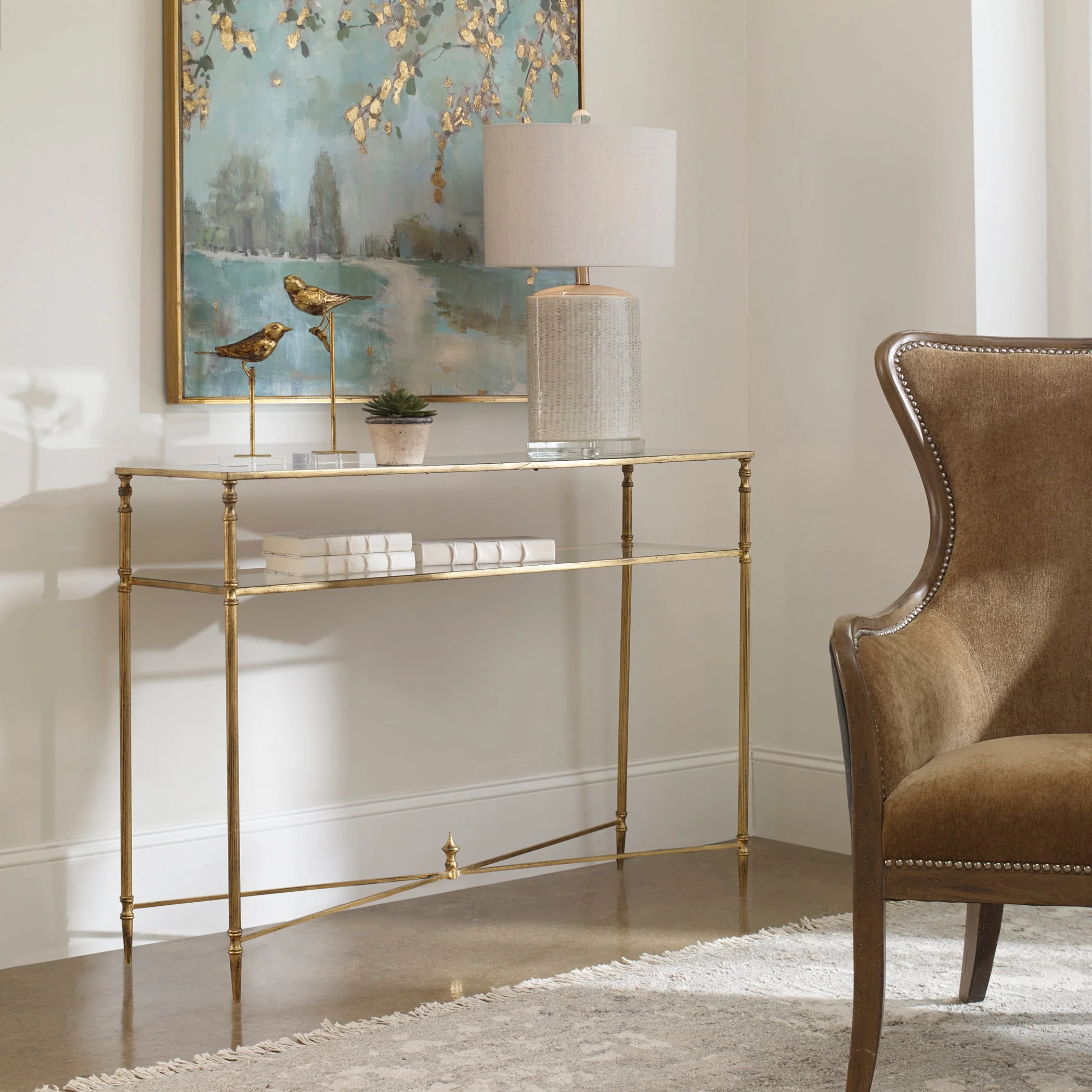 24278-C-UTT |Henzler 114 W x 83 H x 35 D Rectangle Console Table with Mirror Top - Image 3