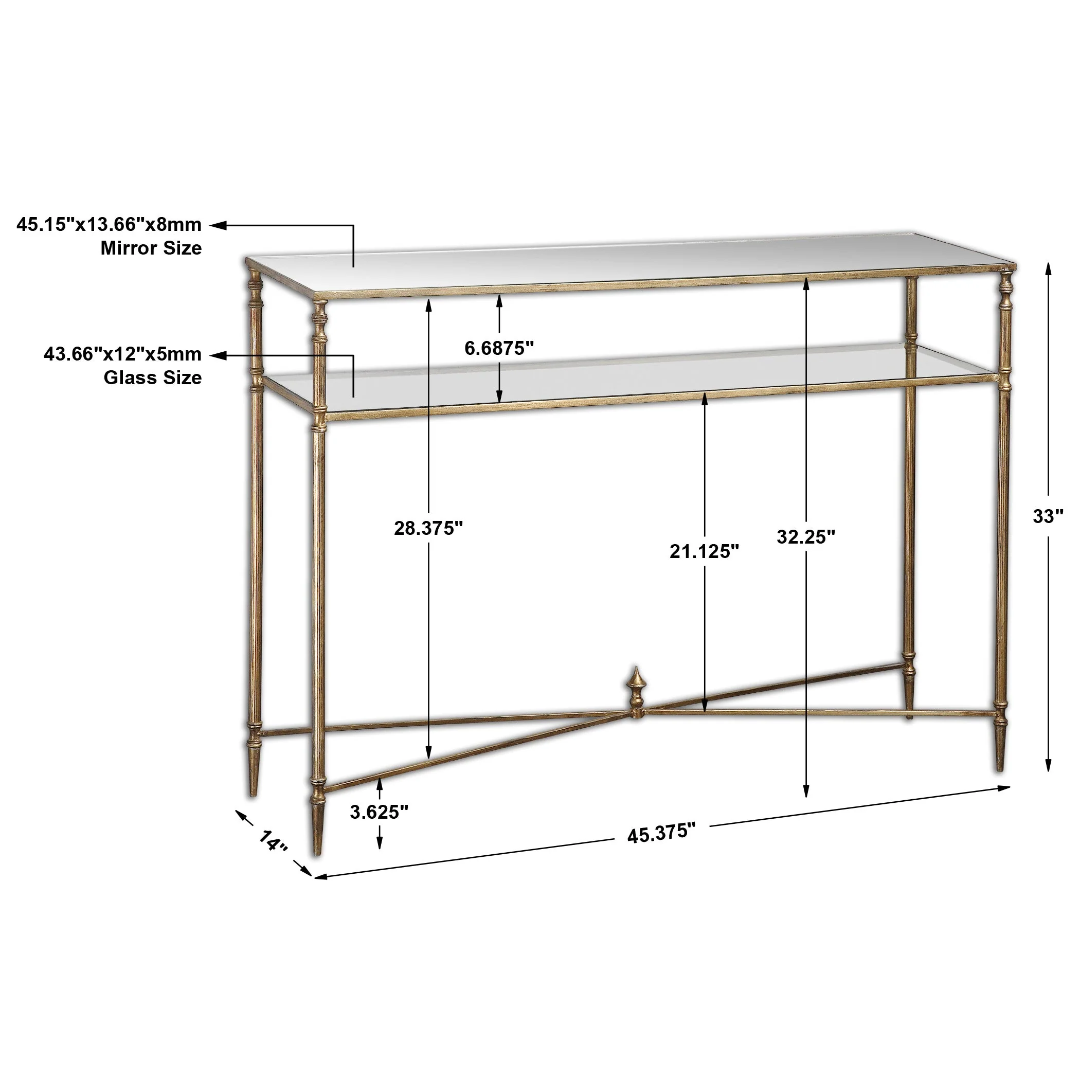 24278-C-UTT |Henzler 114 W x 83 H x 35 D Rectangle Console Table with Mirror Top - Image 4