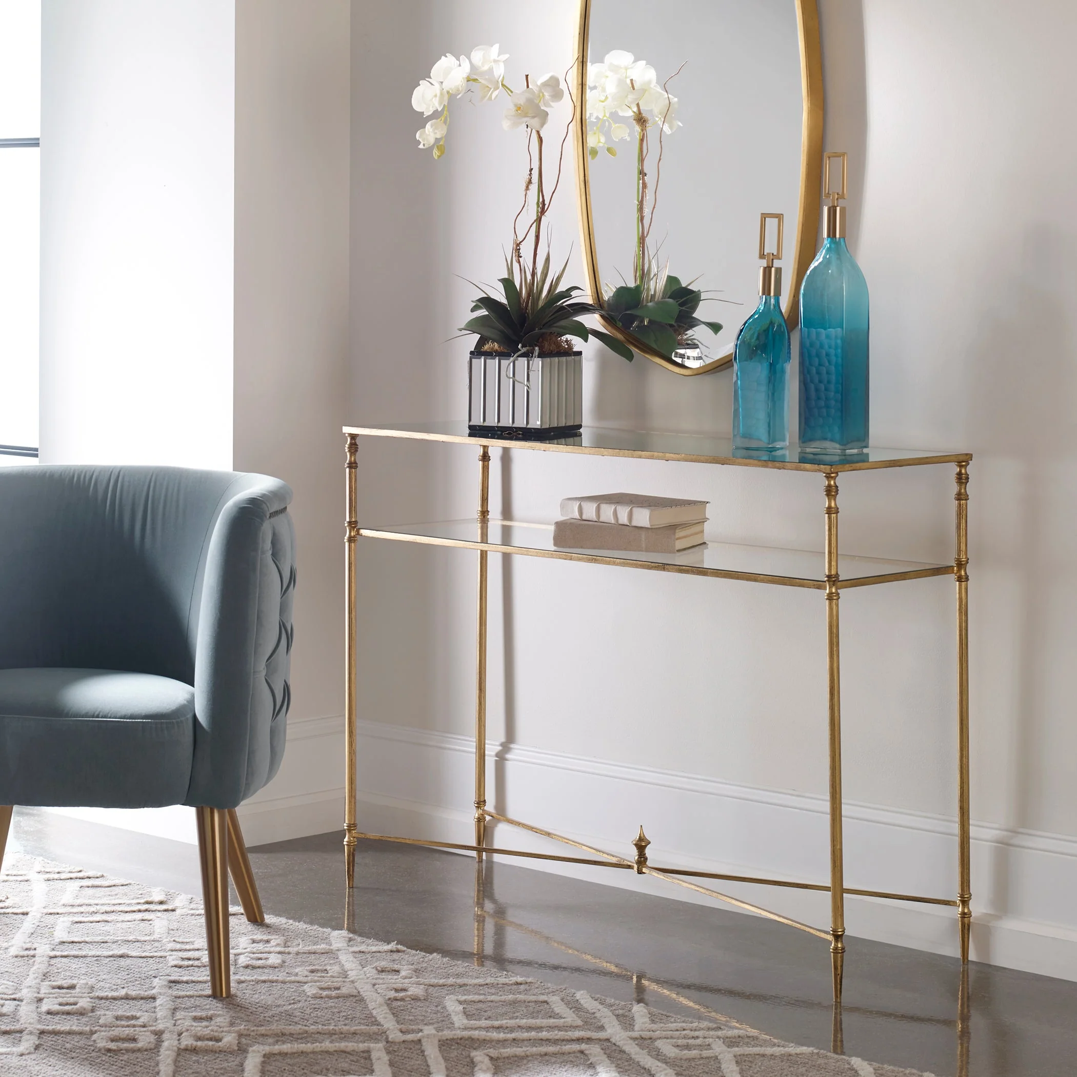 24278-C-UTT |Henzler 114 W x 83 H x 35 D Rectangle Console Table with Mirror Top - Image 5